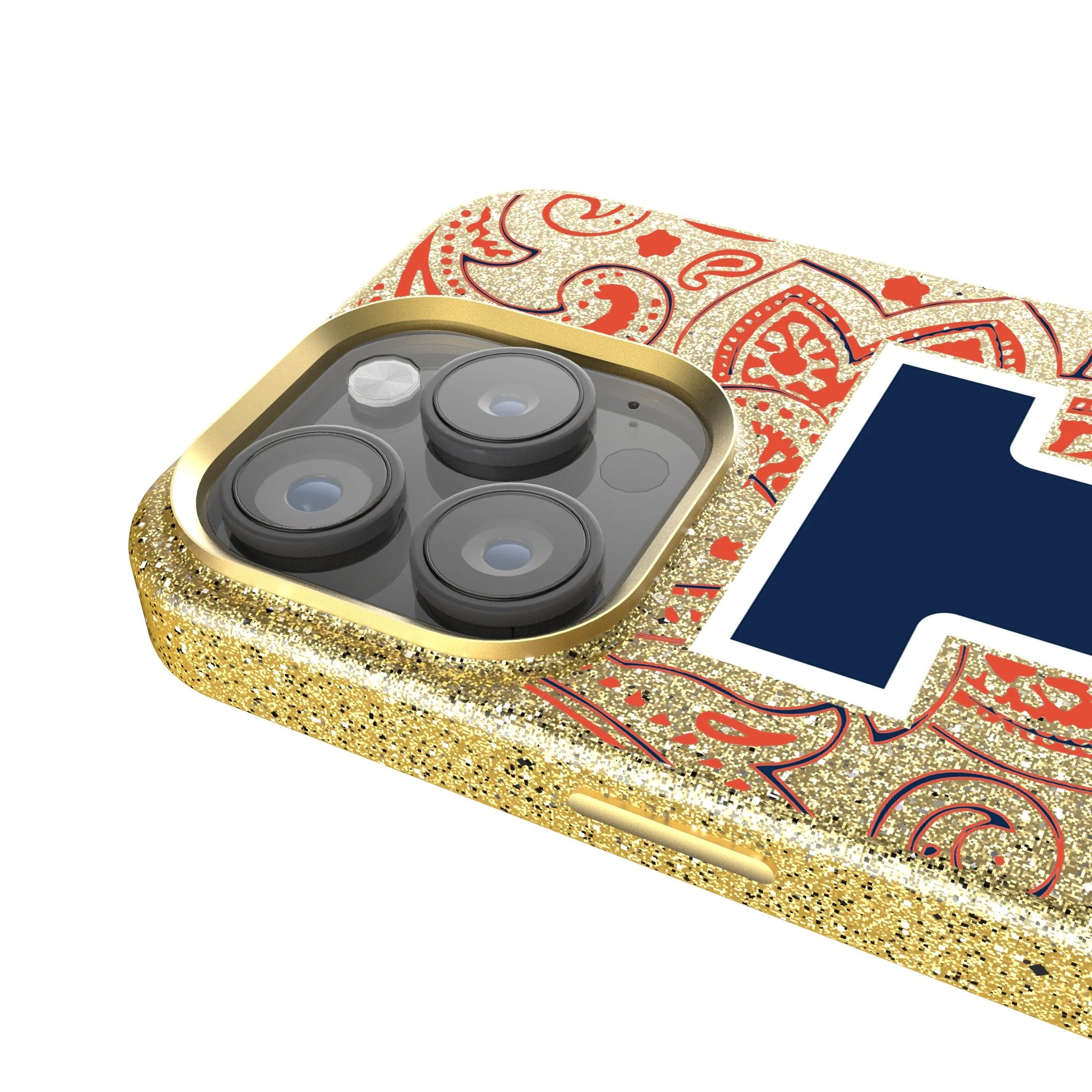 University of Illinois Fighting Illini Paisley Bling Phone Case - Image 4