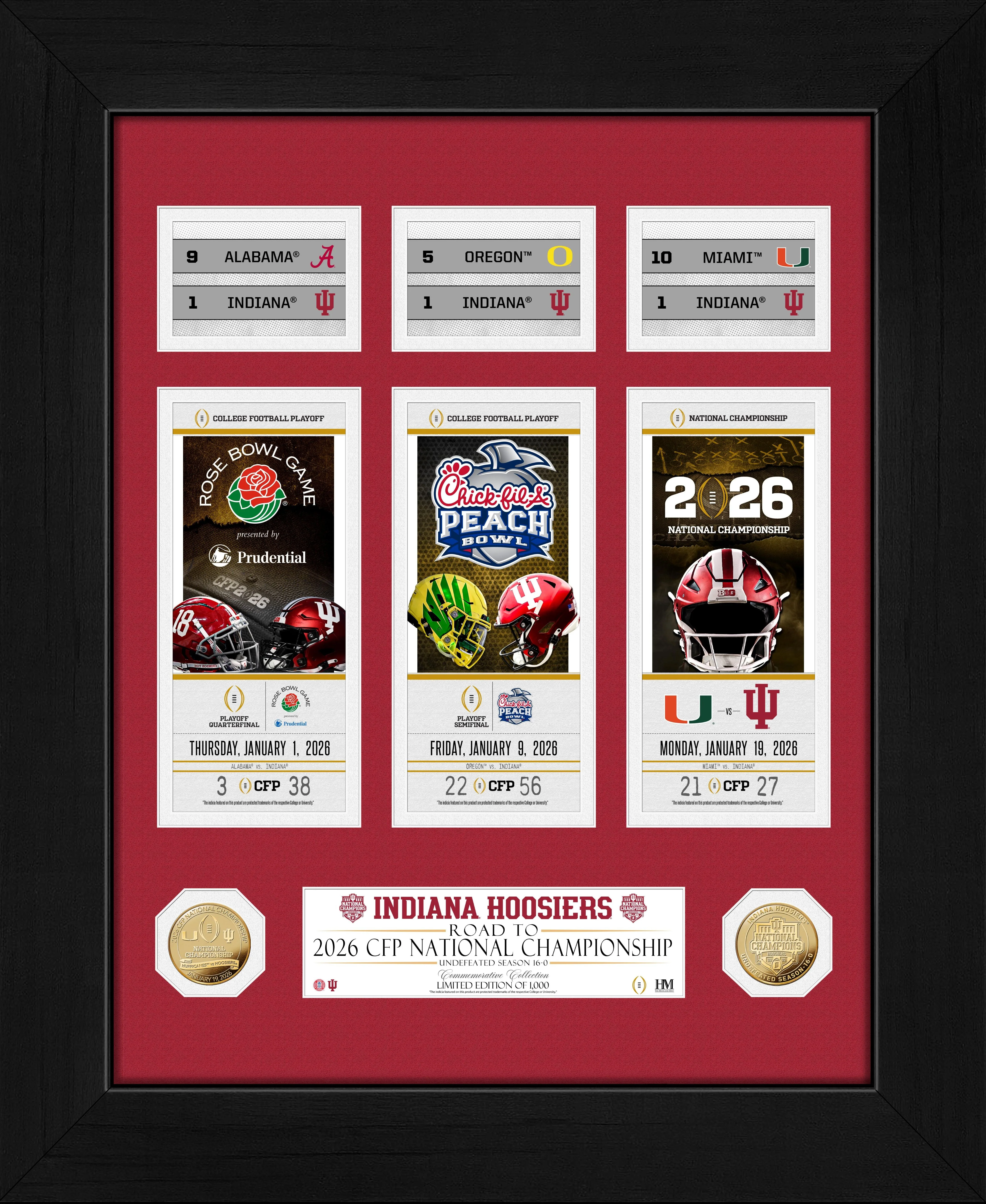 Indiana Hoosiers 2025-26 CFP National Champions Deluxe Road to the Championship Gold Coin Photo Mint
