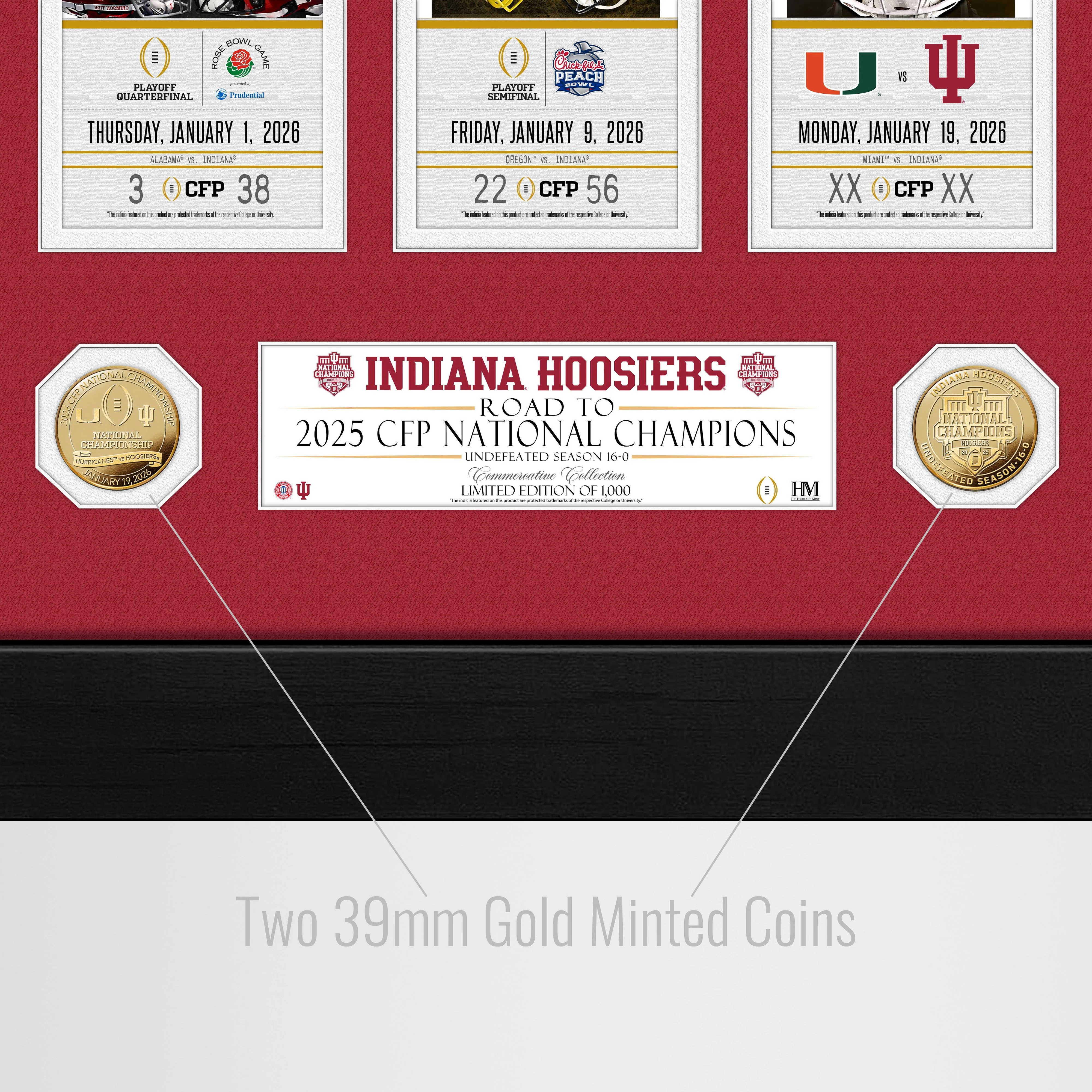 Indiana Hoosiers 2025-26 CFP National Champions Deluxe Road to the Championship Gold Coin Photo Mint - Image 3