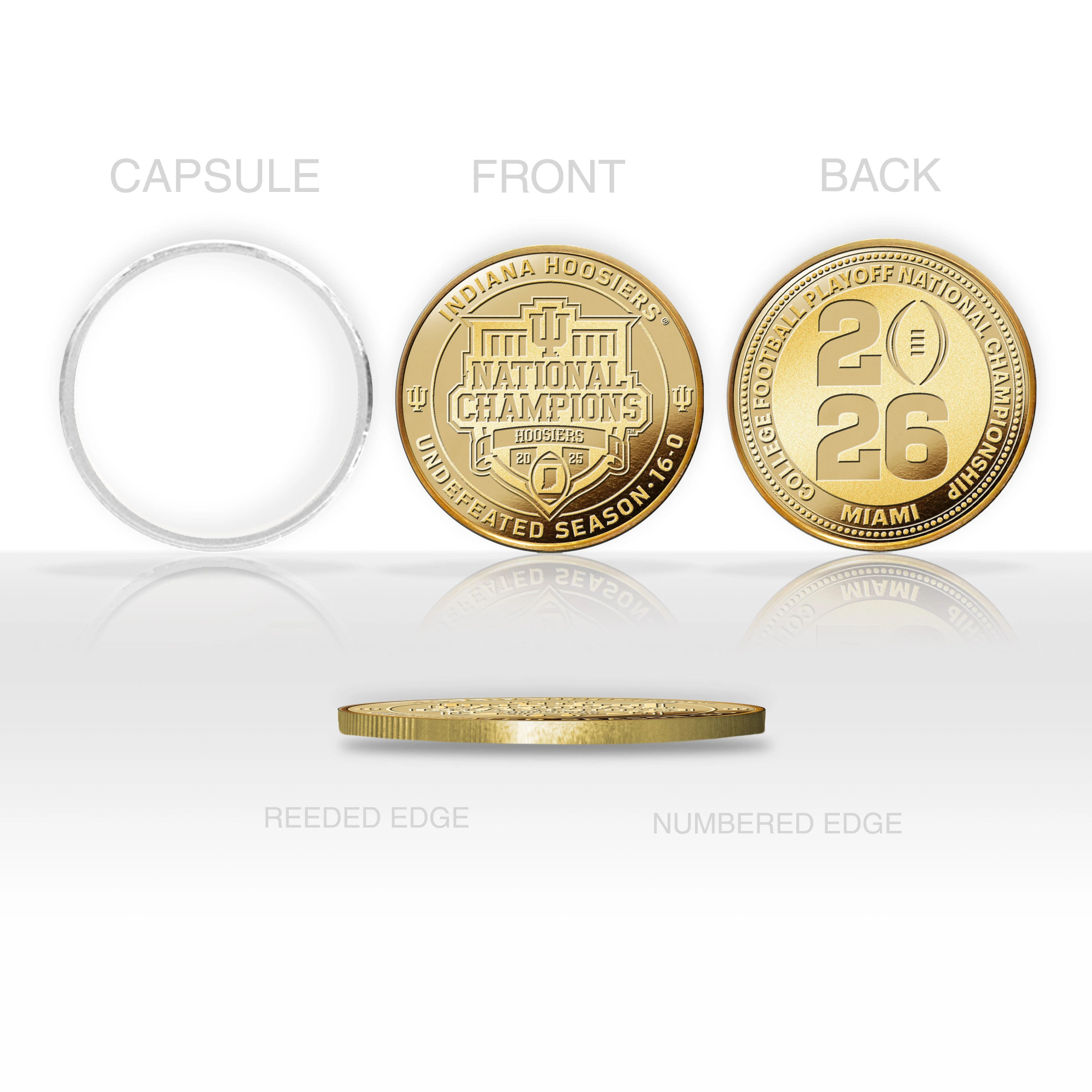 Indiana Hoosiers 2025-26 CFP National Champions Gold Plated Coin - Image 2