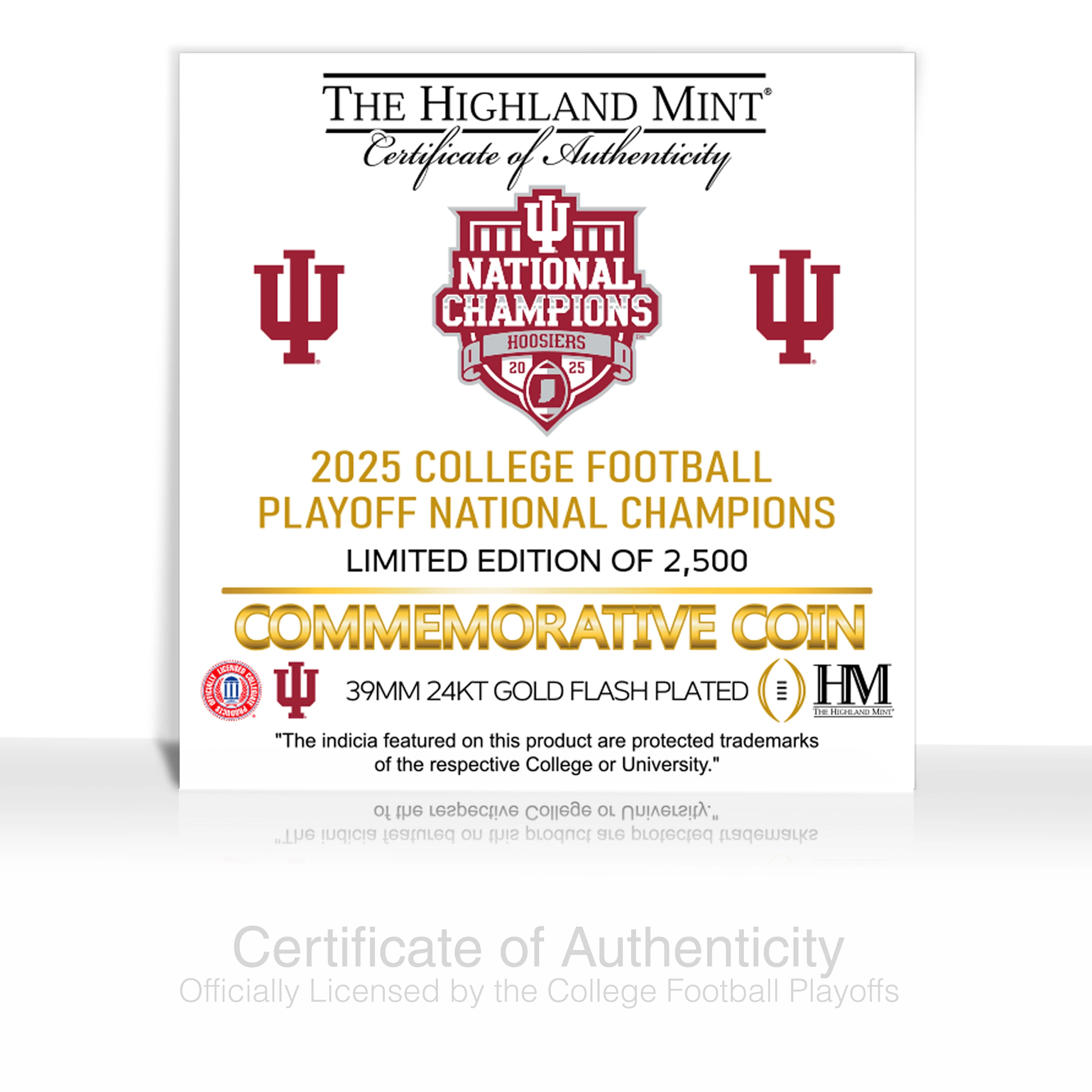 Indiana Hoosiers 2025-26 CFP National Champions Gold Plated Coin - Image 3