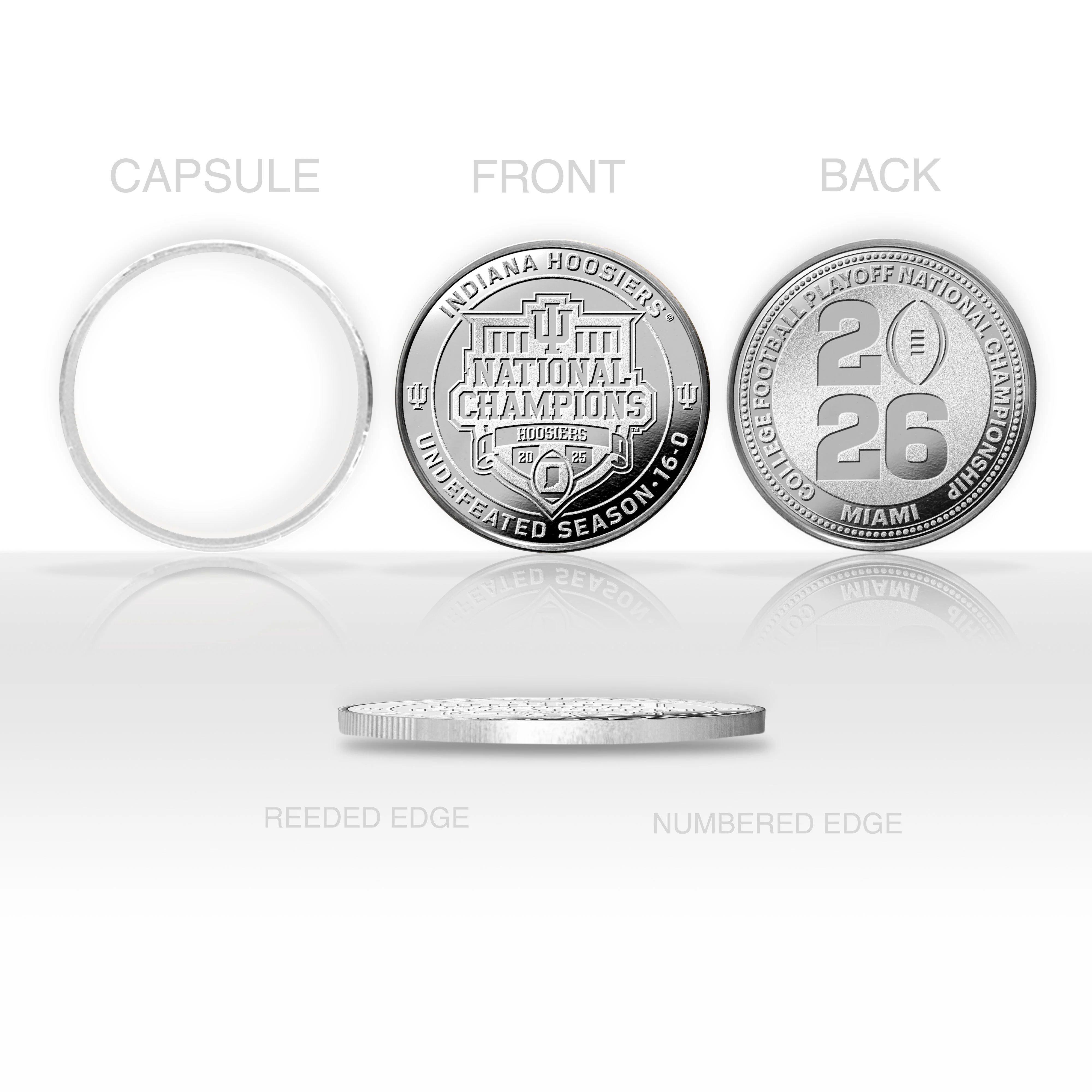 Indiana Hoosiers 2025-26 CFP National Champions Silver Plated Coin - Image 2
