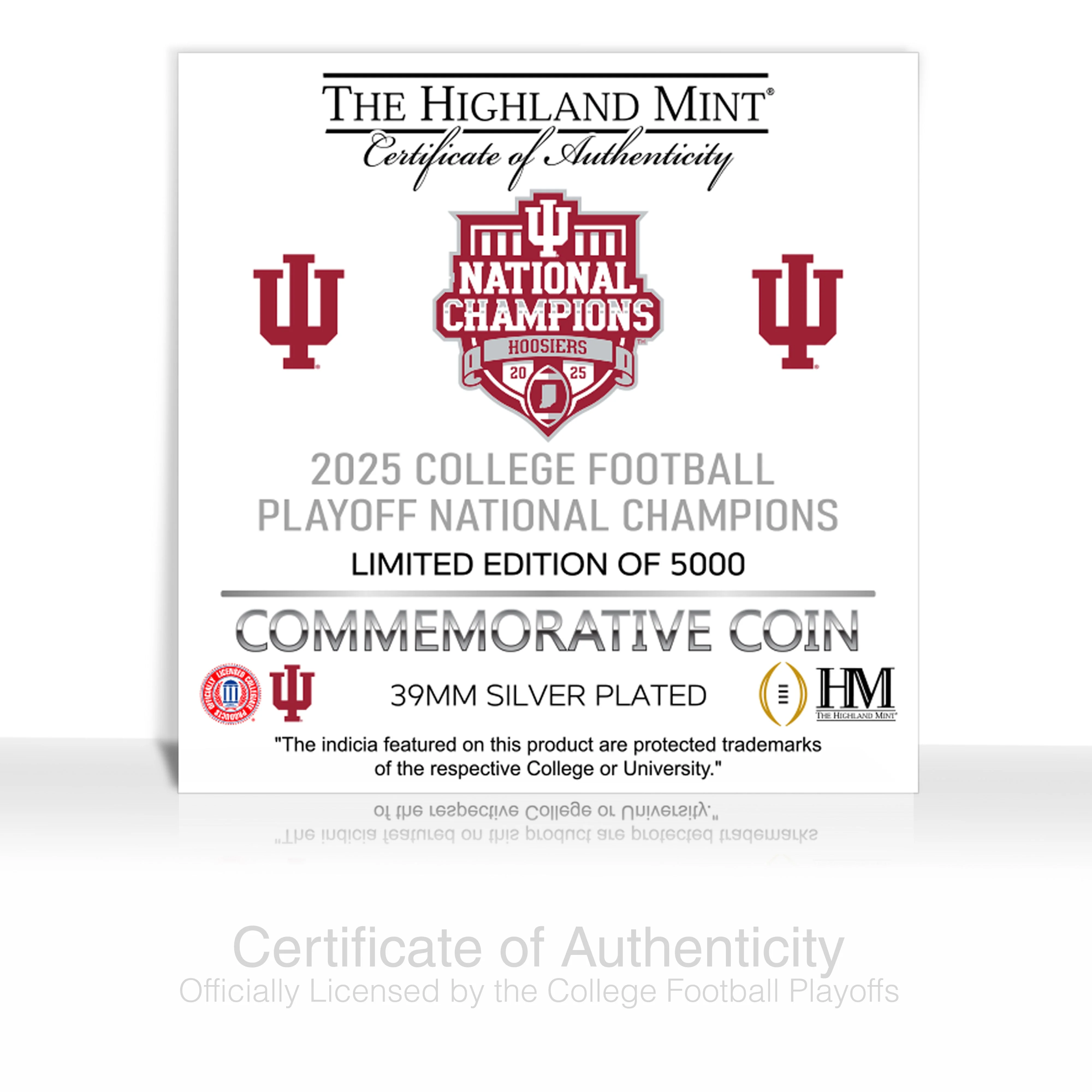 Indiana Hoosiers 2025-26 CFP National Champions Silver Plated Coin - Image 3