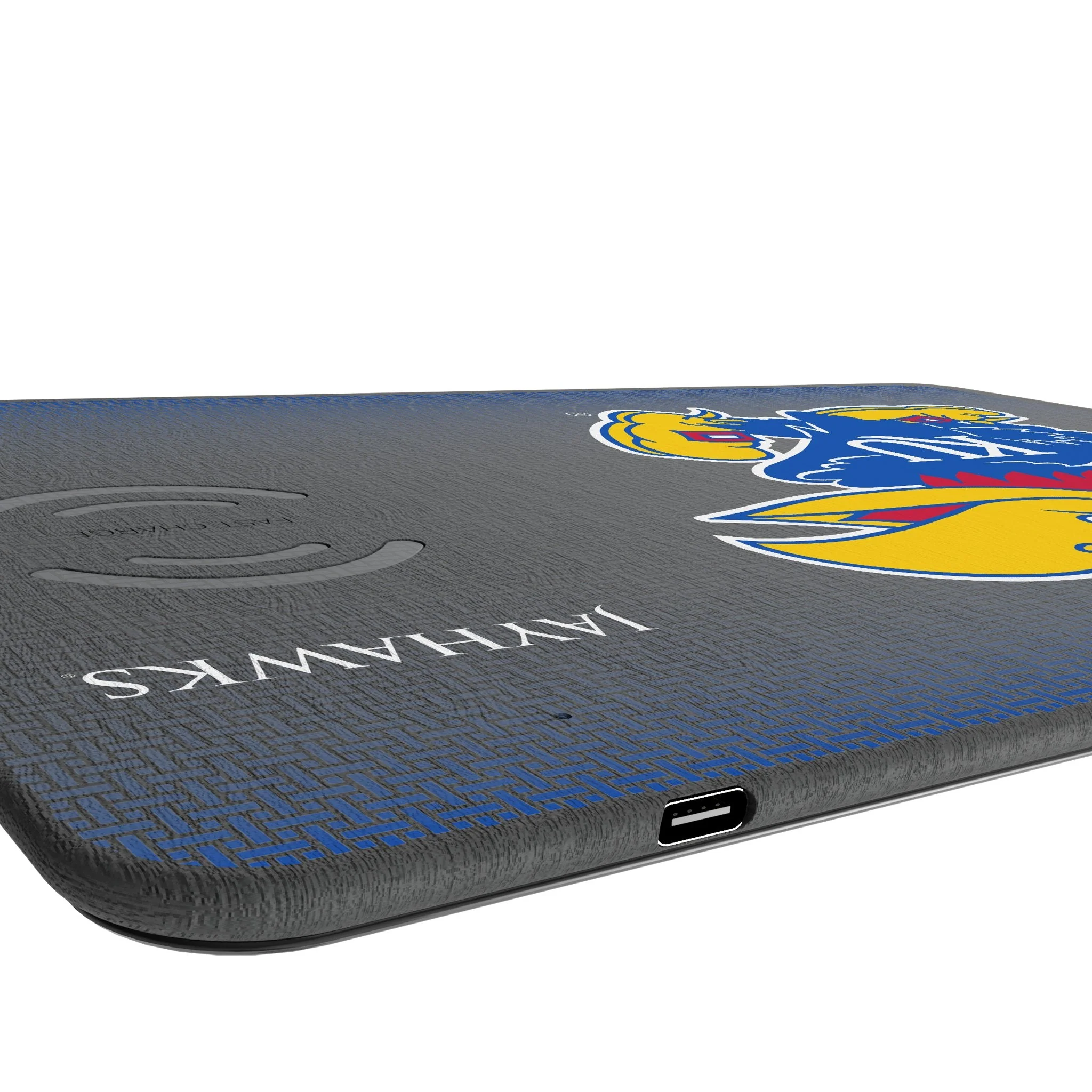 University of Kansas Jayhawks Linen 15-Watt Wireless Charger and Mouse Pad - Image 3