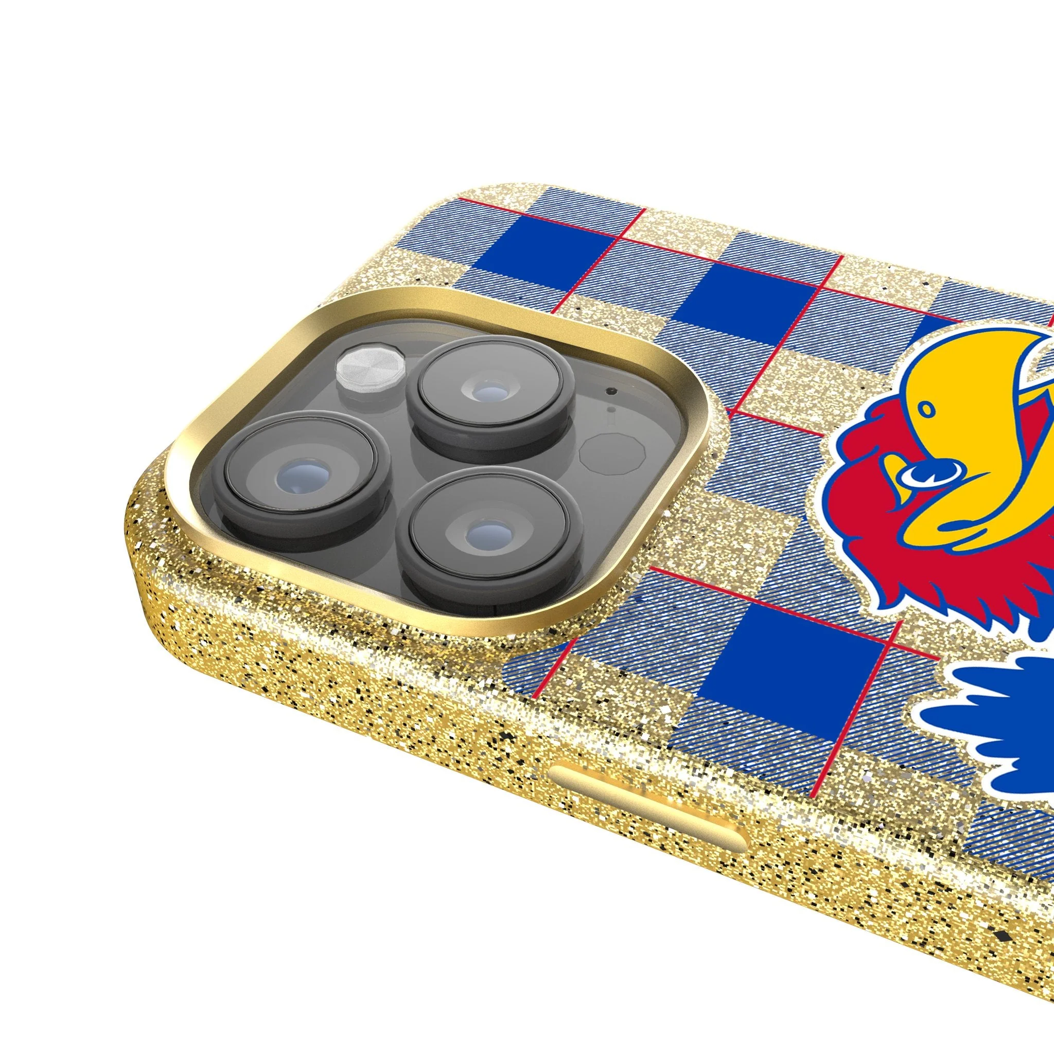 University of Kansas Jayhawks Plaid Bling Phone Case - Image 4