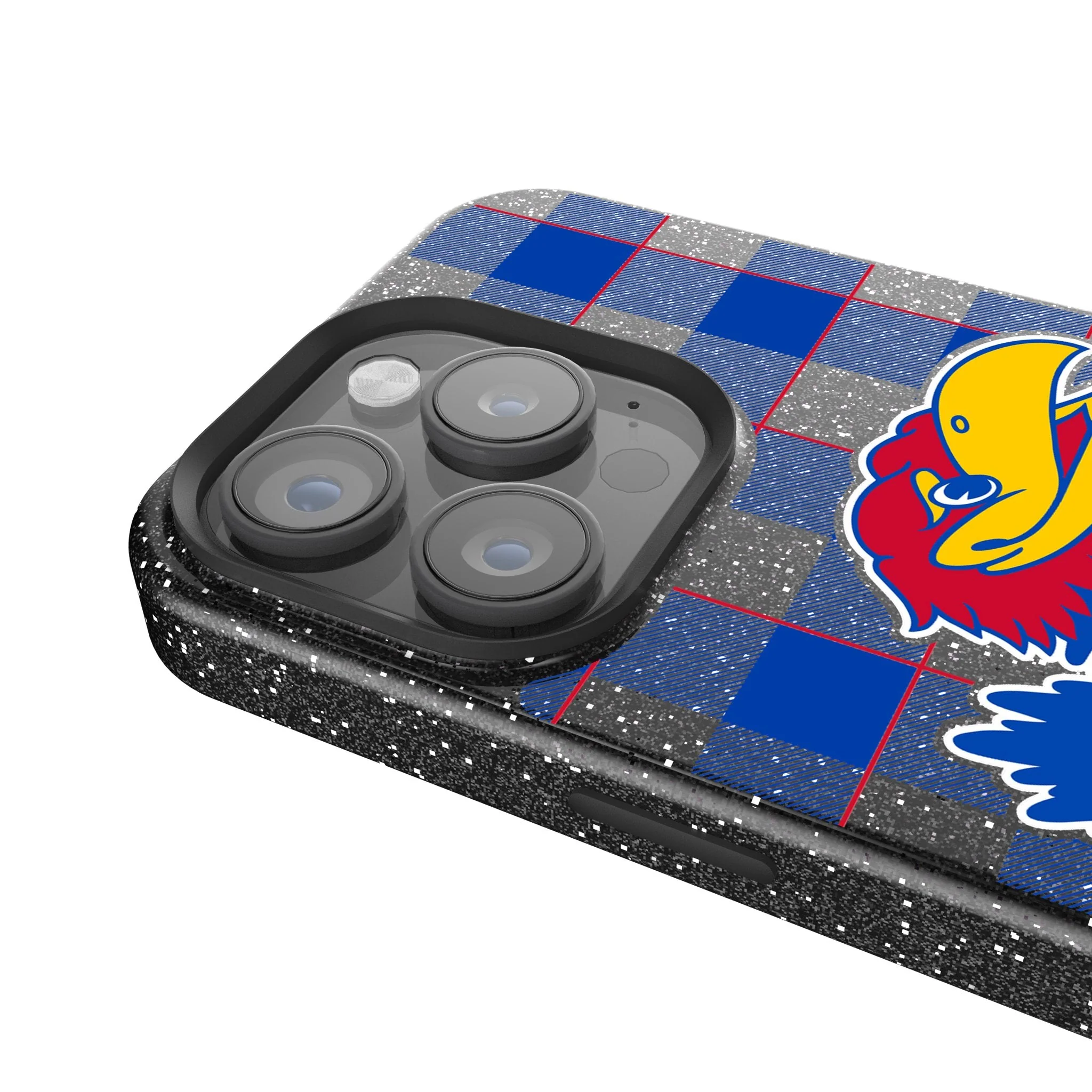 University of Kansas Jayhawks Plaid Bling Phone Case - Image 4