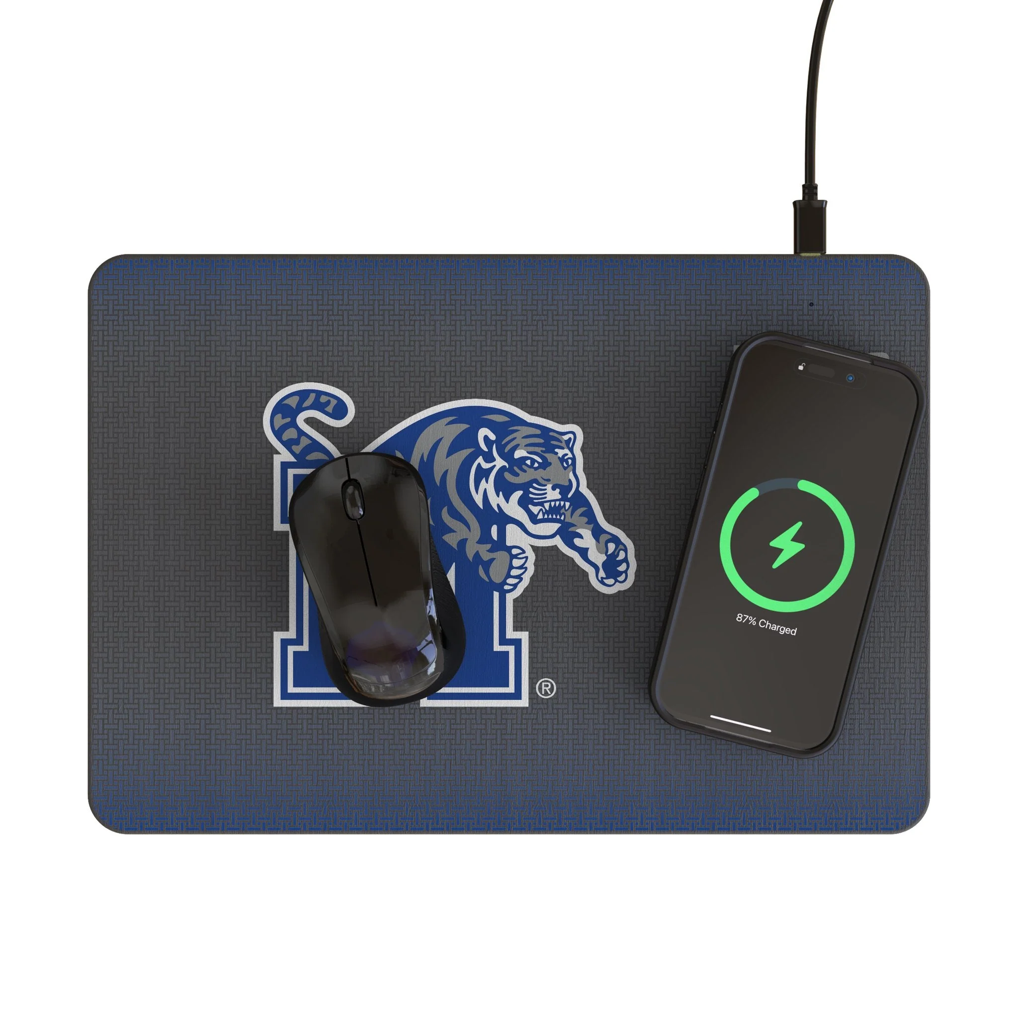 University of Memphis Tigers Linen 15-Watt Wireless Charger and Mouse Pad - Image 2