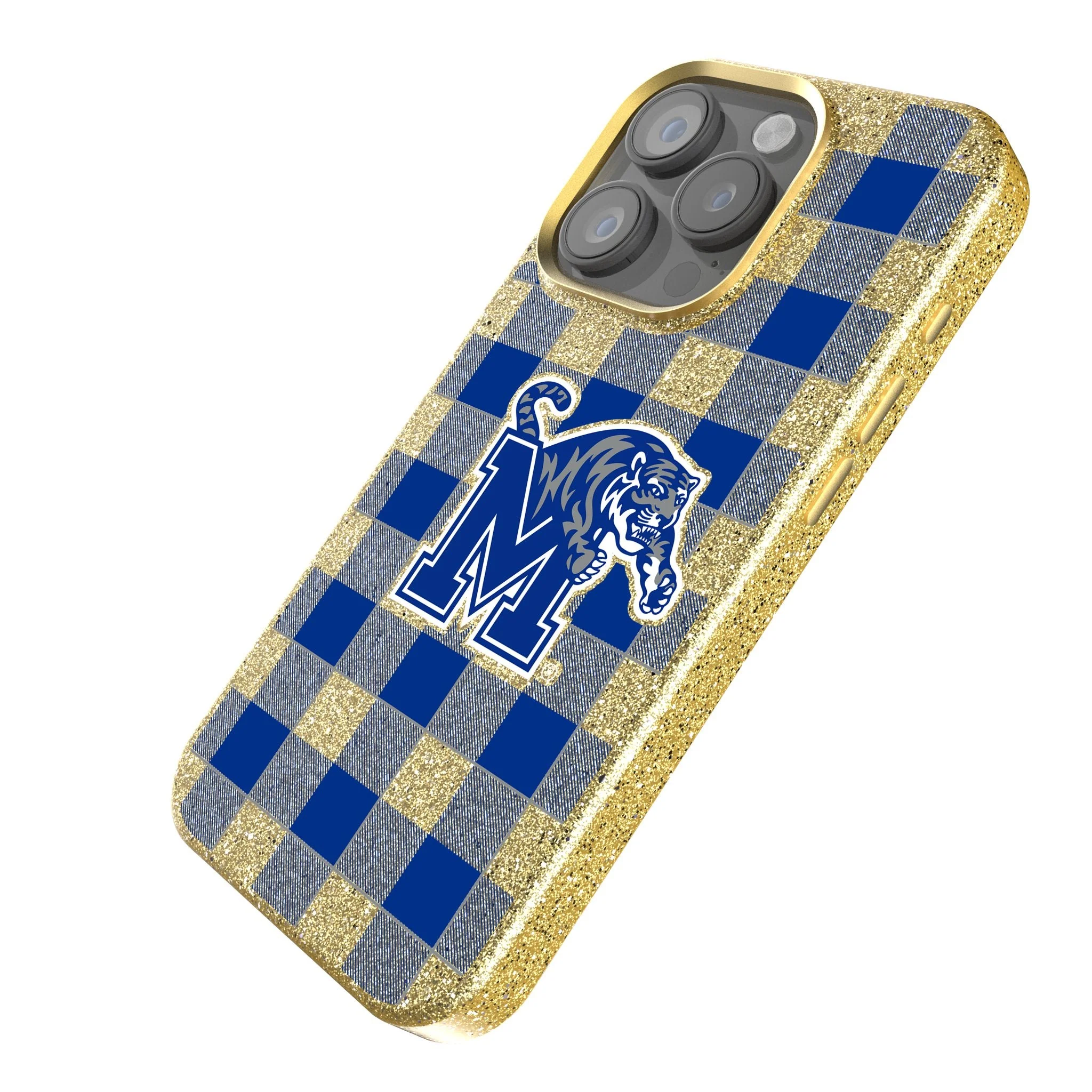 University of Memphis Tigers Plaid Bling Phone Case - Image 2