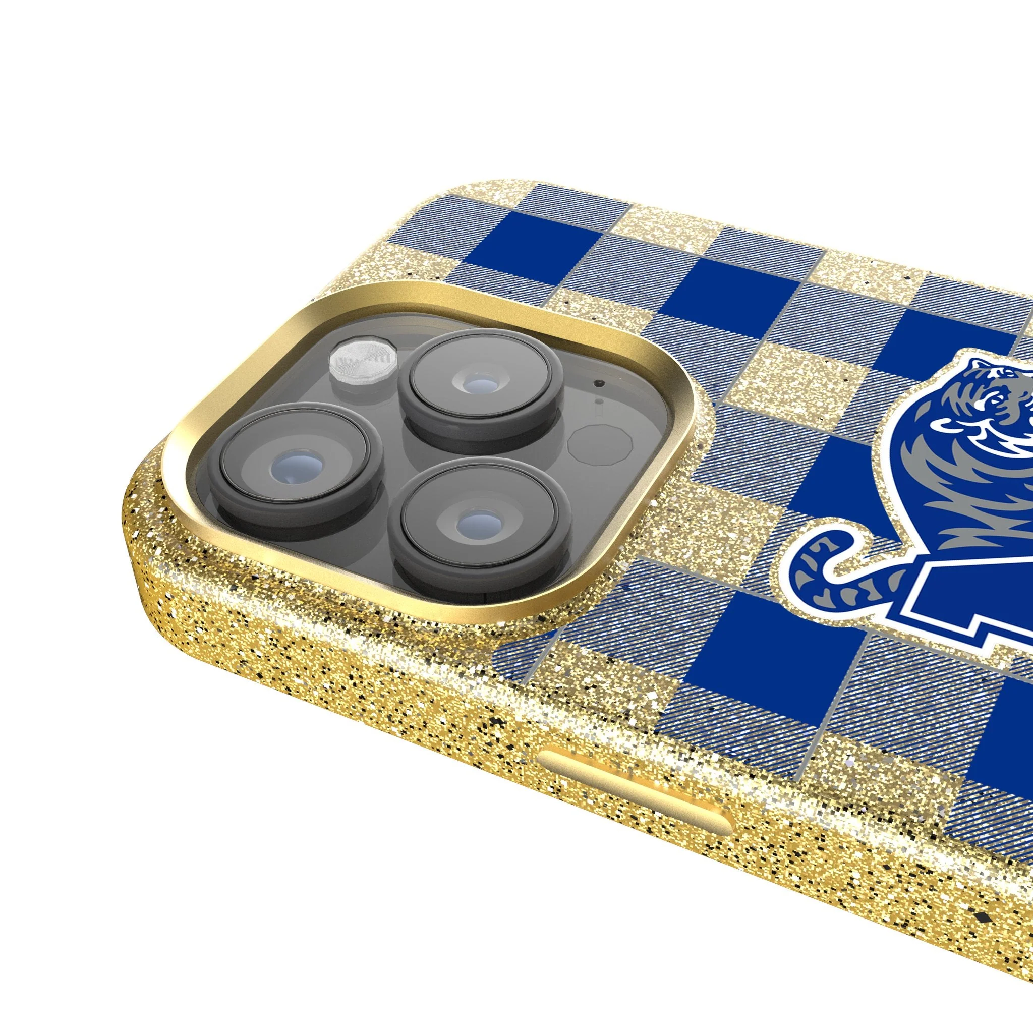 University of Memphis Tigers Plaid Bling Phone Case - Image 4