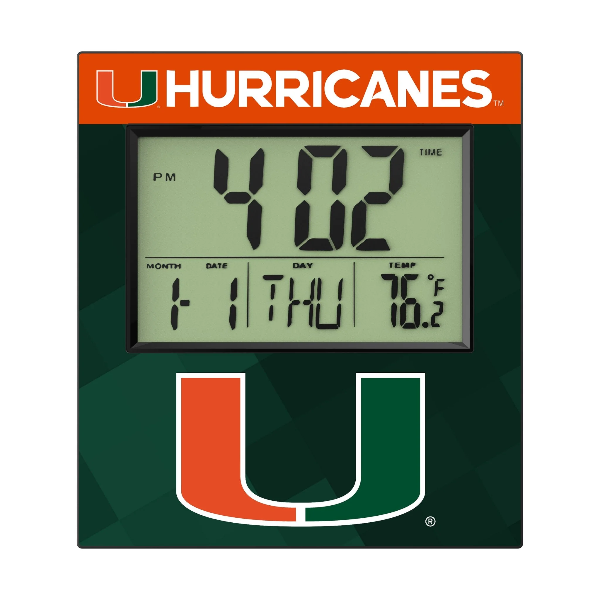 University of Miami Hurricanes Color Block Wall Clock - Image 2