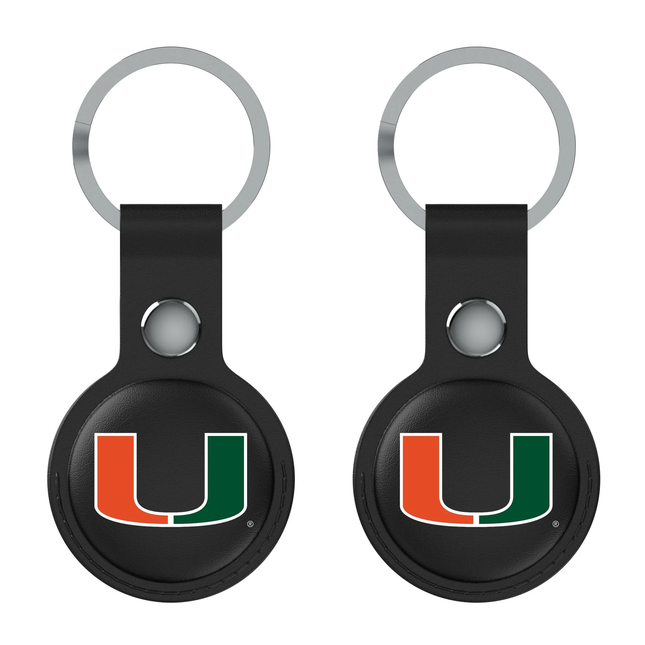 University of Miami Hurricanes Insignia Black Airtag Holder 2-Pack - Image 2
