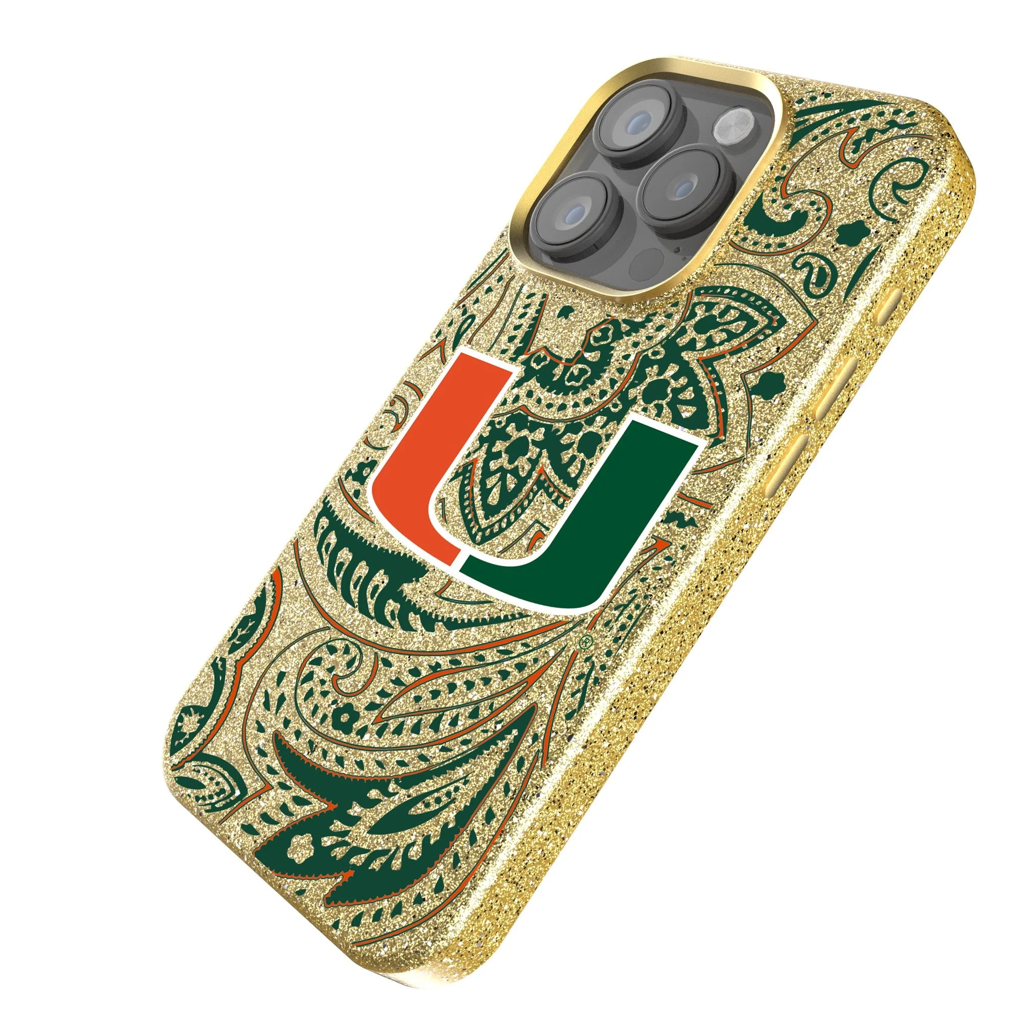 University of Miami Hurricanes Paisley Bling Phone Case - Image 2