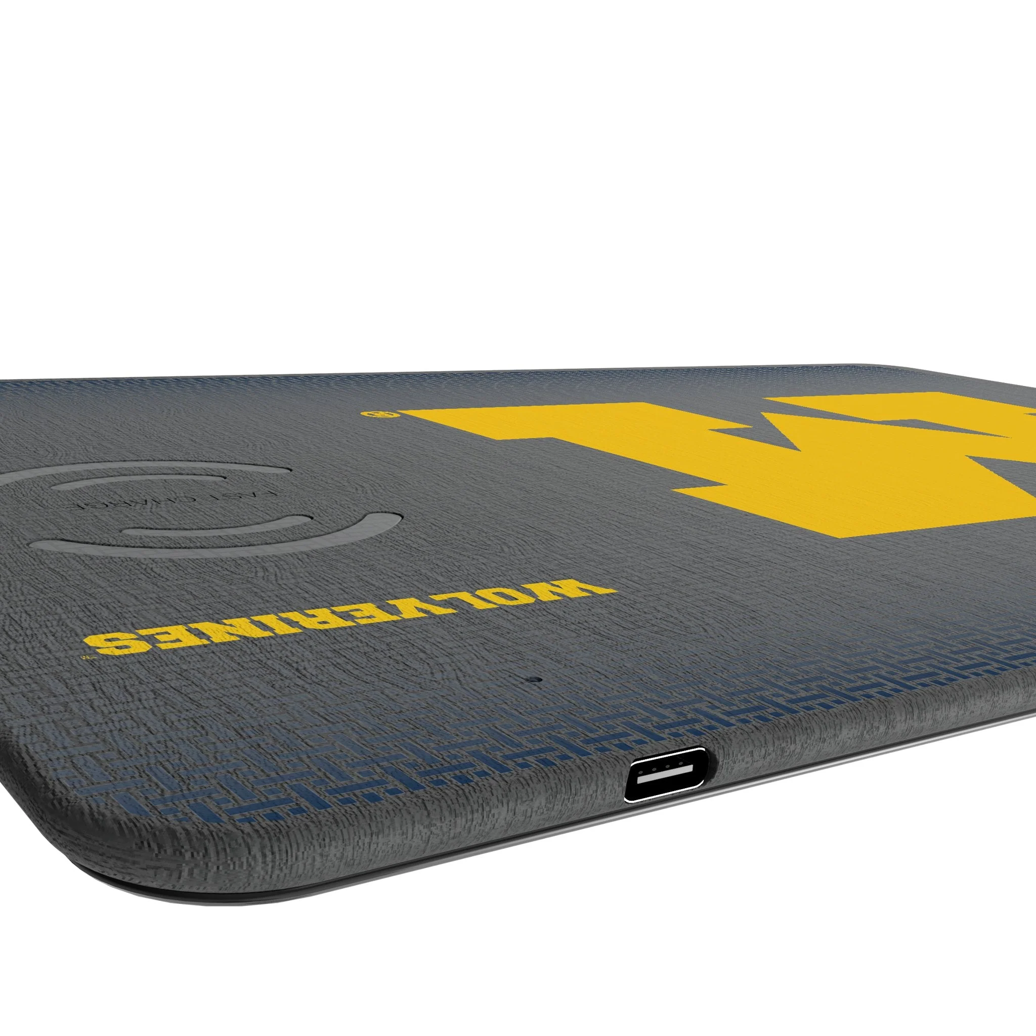 University of Michigan Wolverines Linen 15-Watt Wireless Charger and Mouse Pad - Image 3
