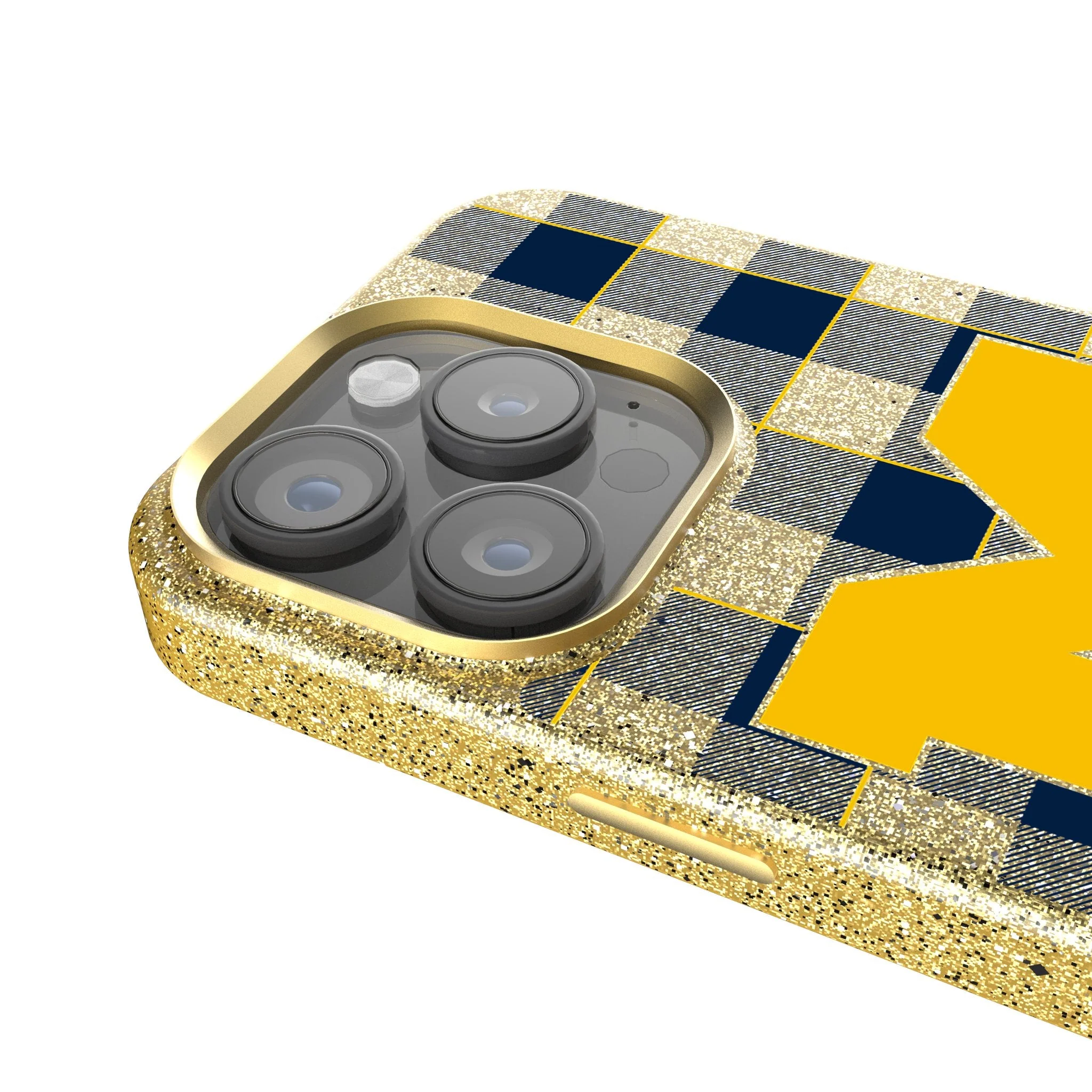 University of Michigan Wolverines Plaid Bling Phone Case - Image 4