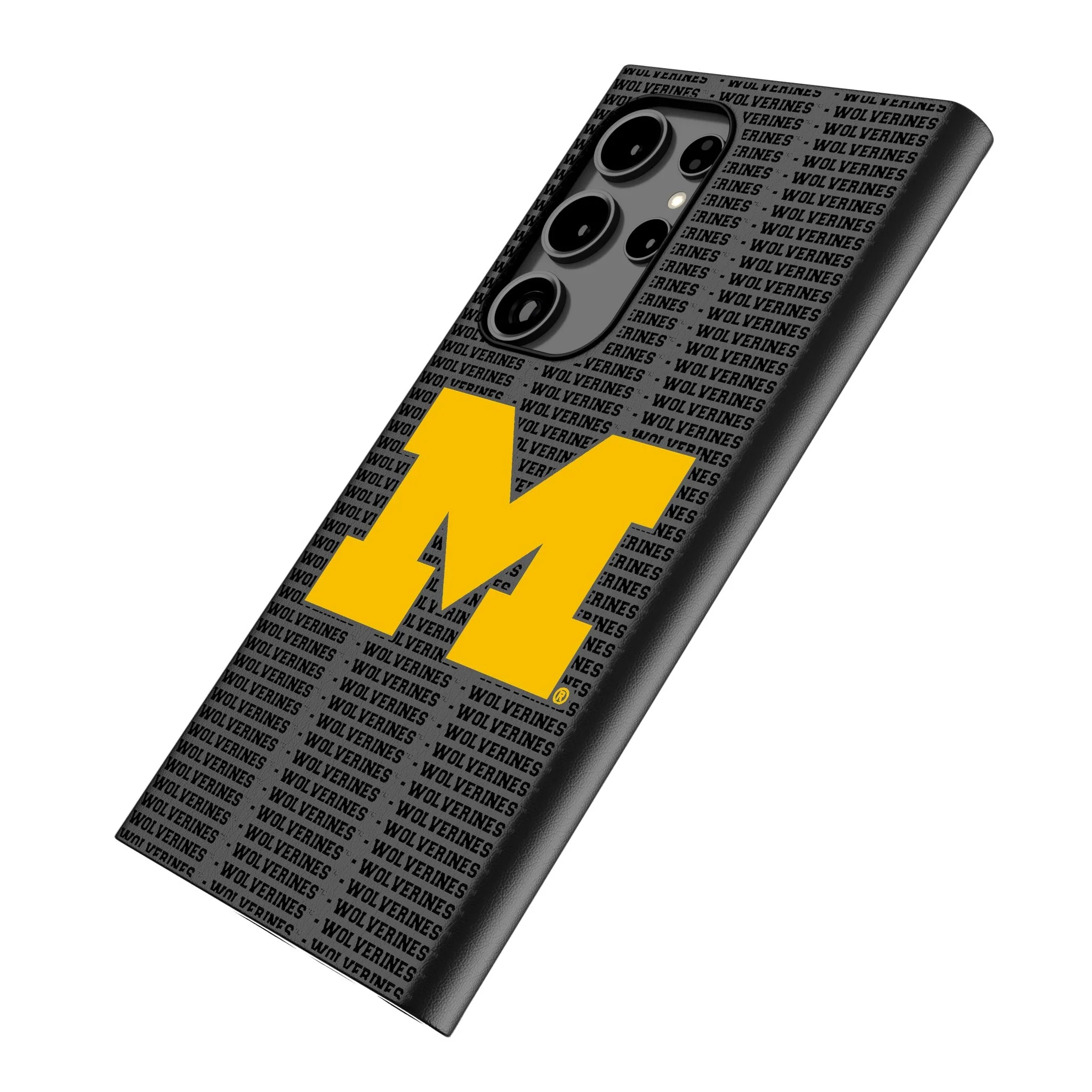 University of Michigan Wolverines Text Backdrop MagSafe Compatible Phone Case for Samsung Galaxy - Image 2