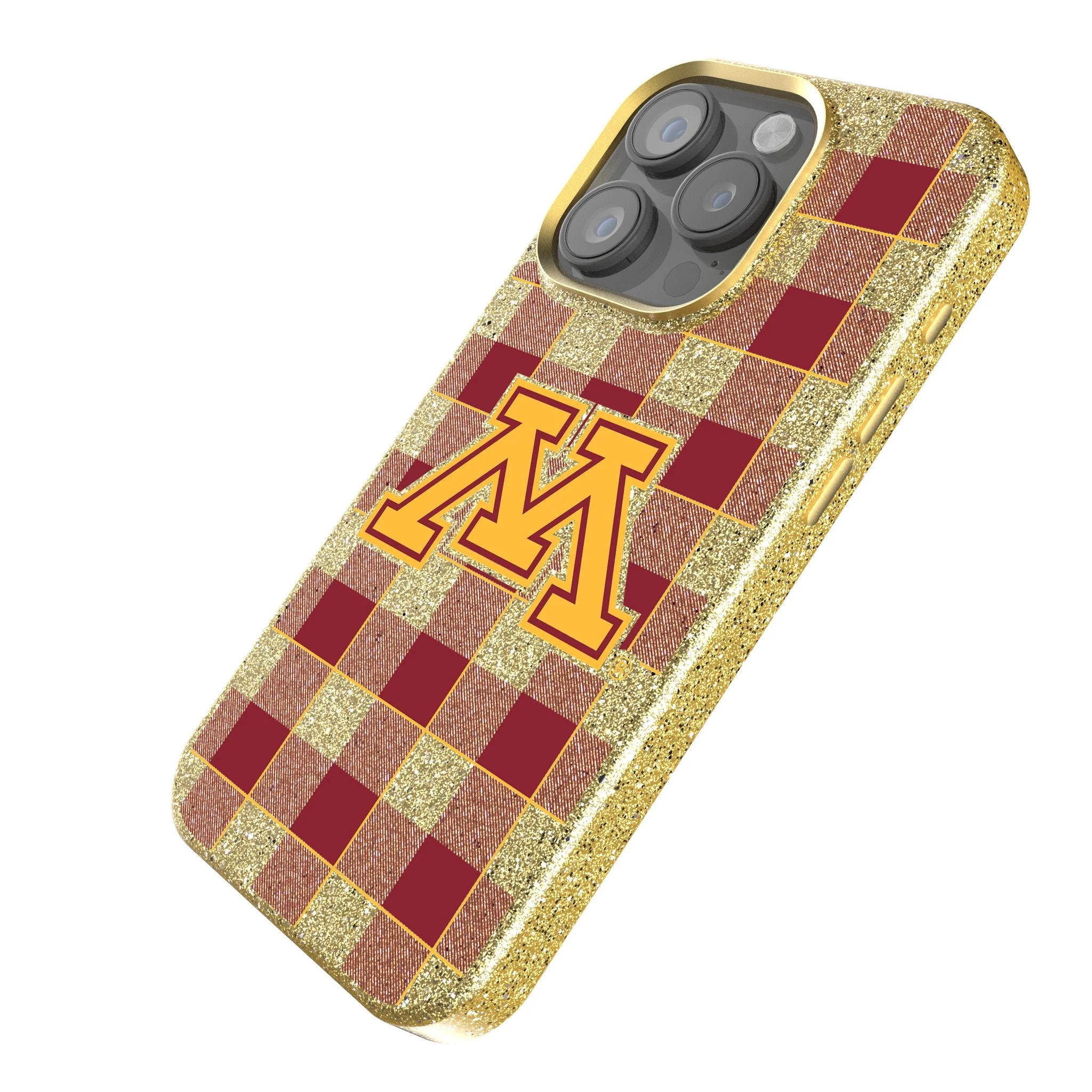 University of Minnesota Golden Gophers Plaid Bling Phone Case - Image 2