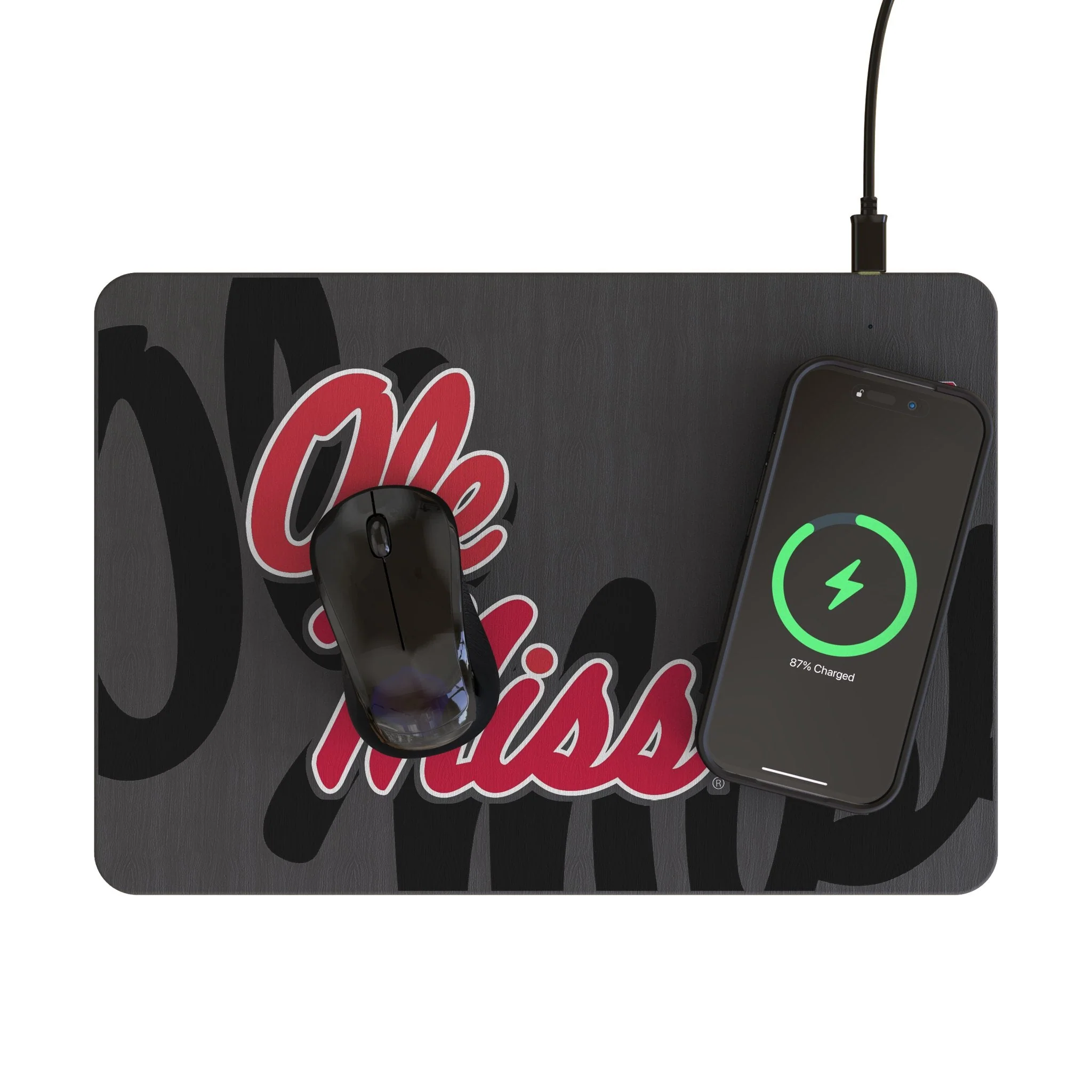 University of Mississippi Rebels Monocolor Tilt 15-Watt Wireless Charger and Mouse Pad - Image 2
