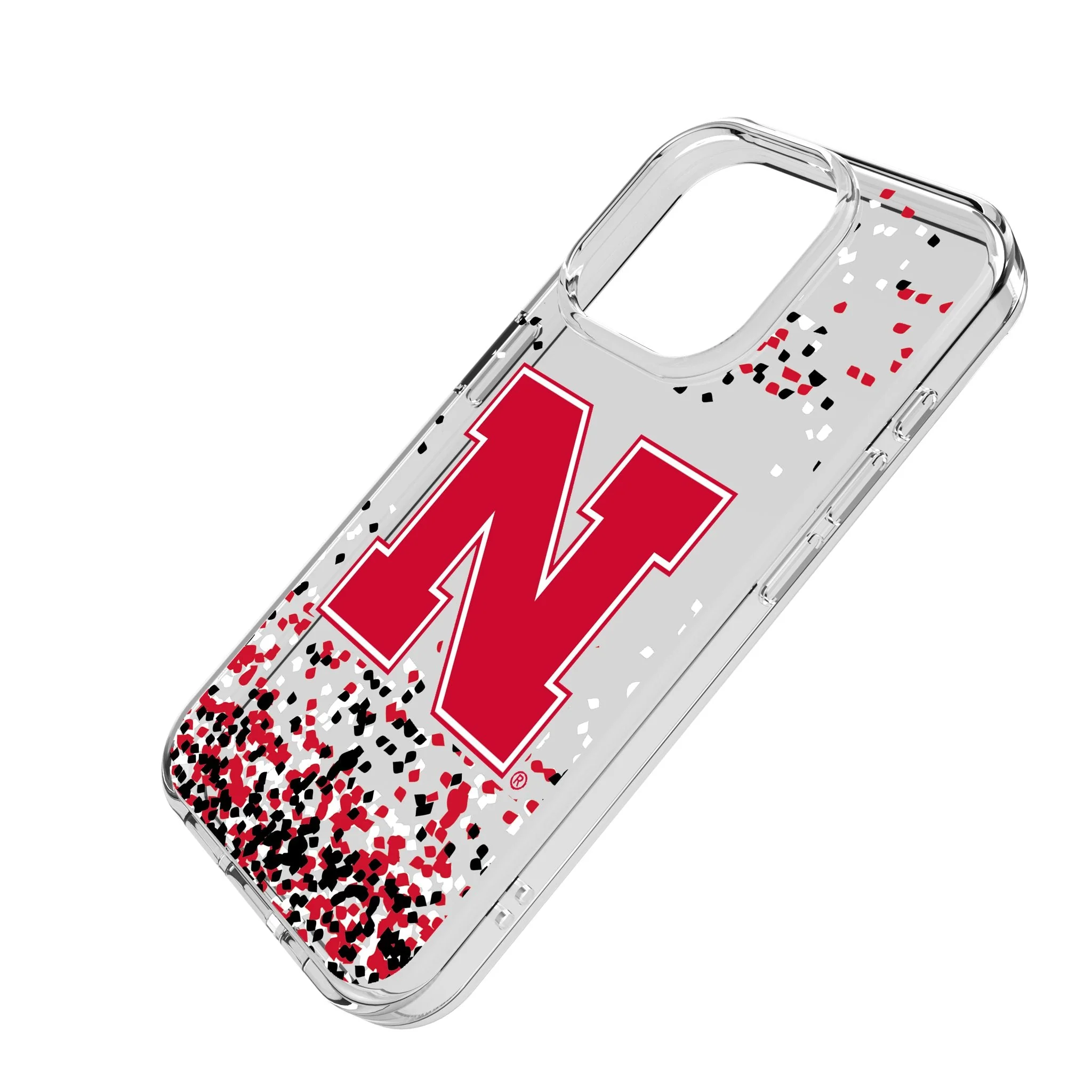 University of Nebraska Huskers Block N Confetti Clear Phone Case for Apple iPhone - Image 2