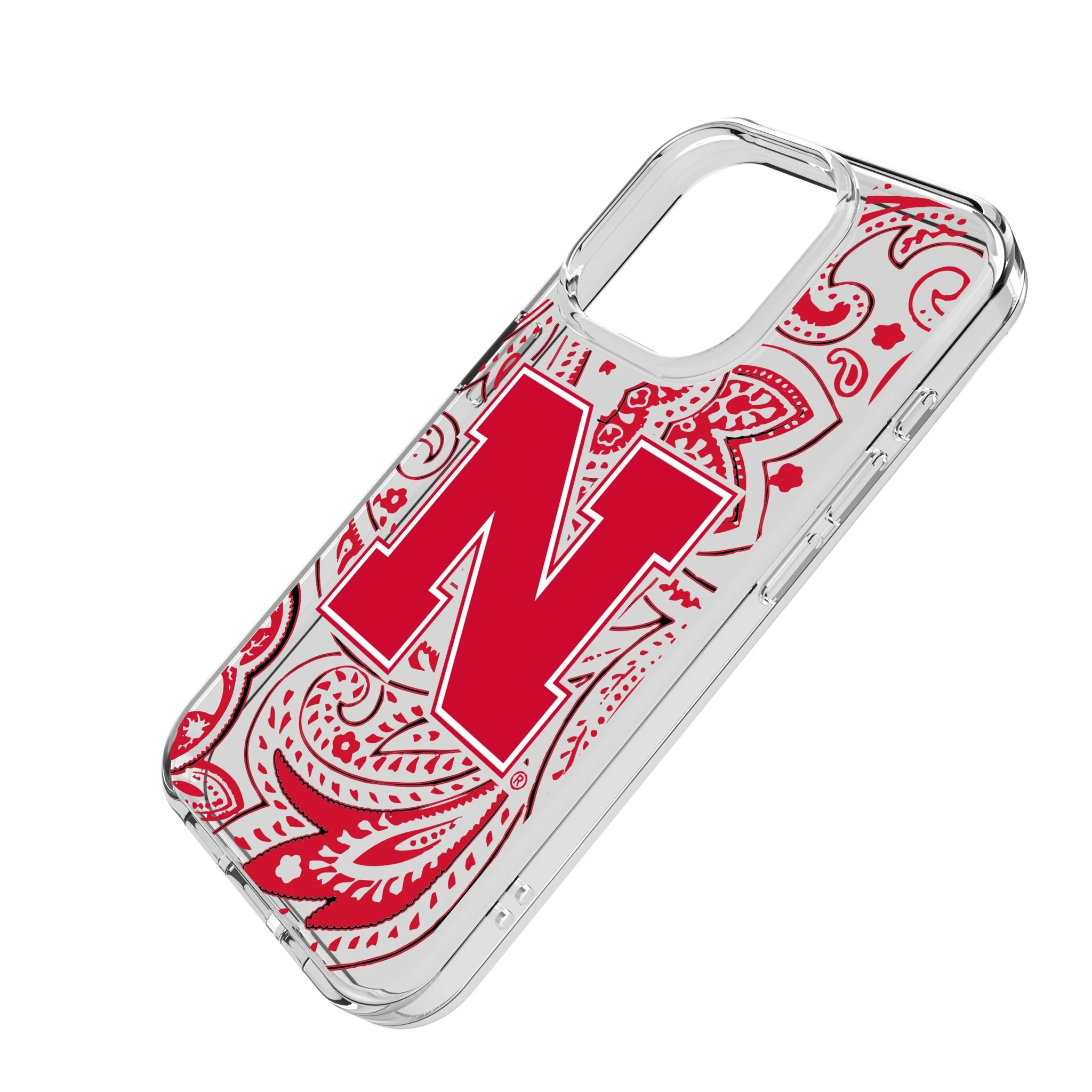 University of Nebraska Huskers Block N Paisley Clear Phone Case for Apple iPhone - Image 2
