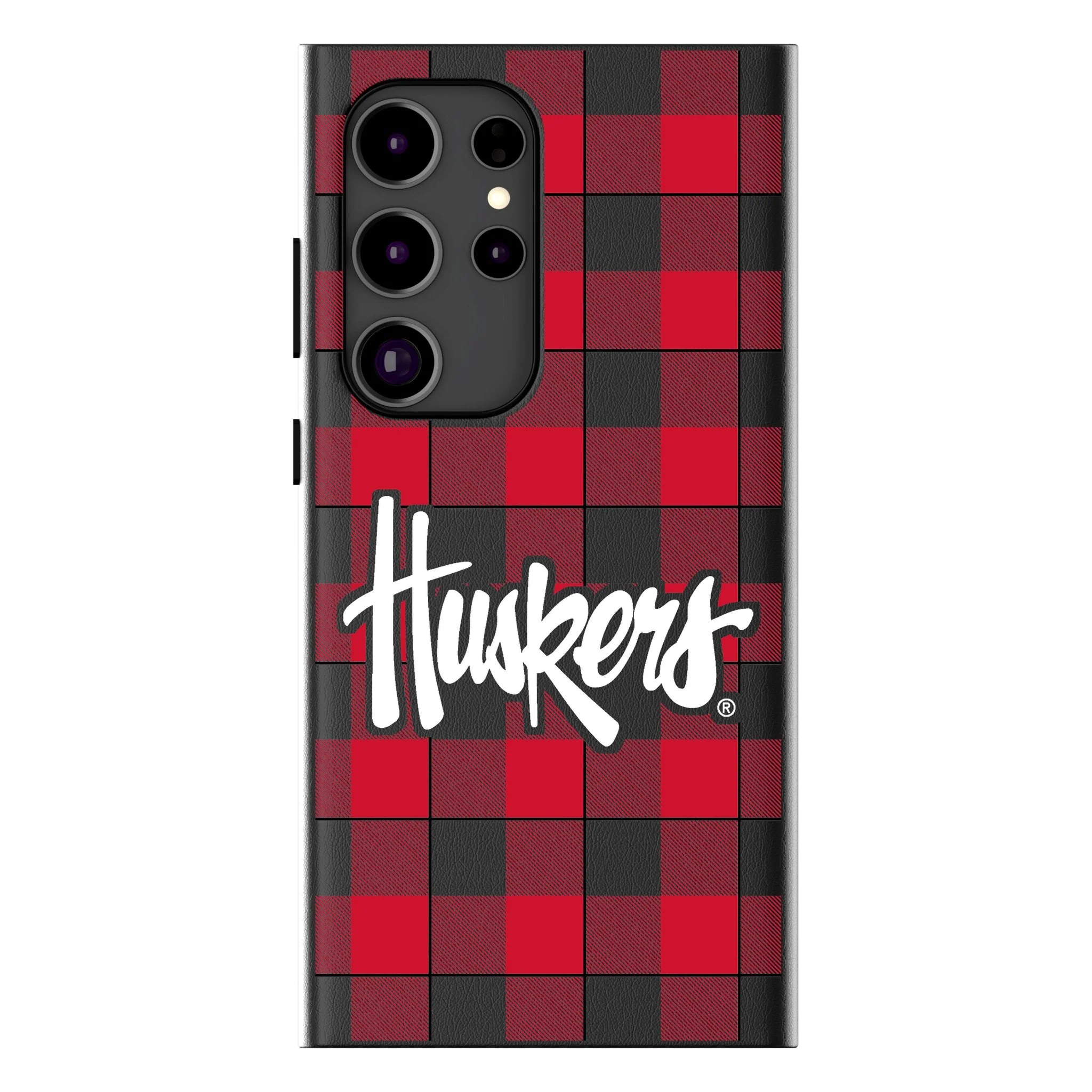 University of Nebraska Huskers Plaid MagSafe Compatible Phone Case for Samsung Galaxy