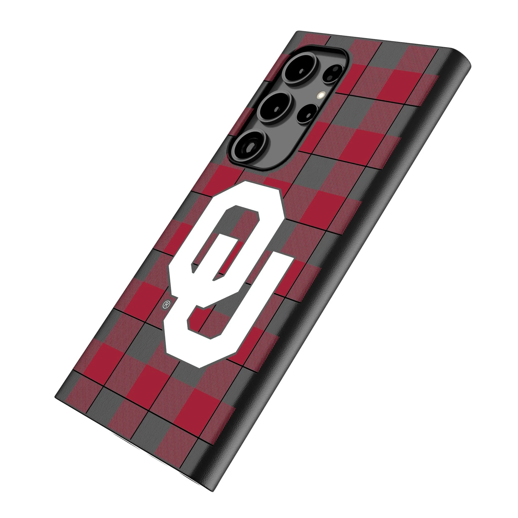University of Oklahoma Sooners Plaid MagSafe Compatible Phone Case for Samsung Galaxy - Image 2