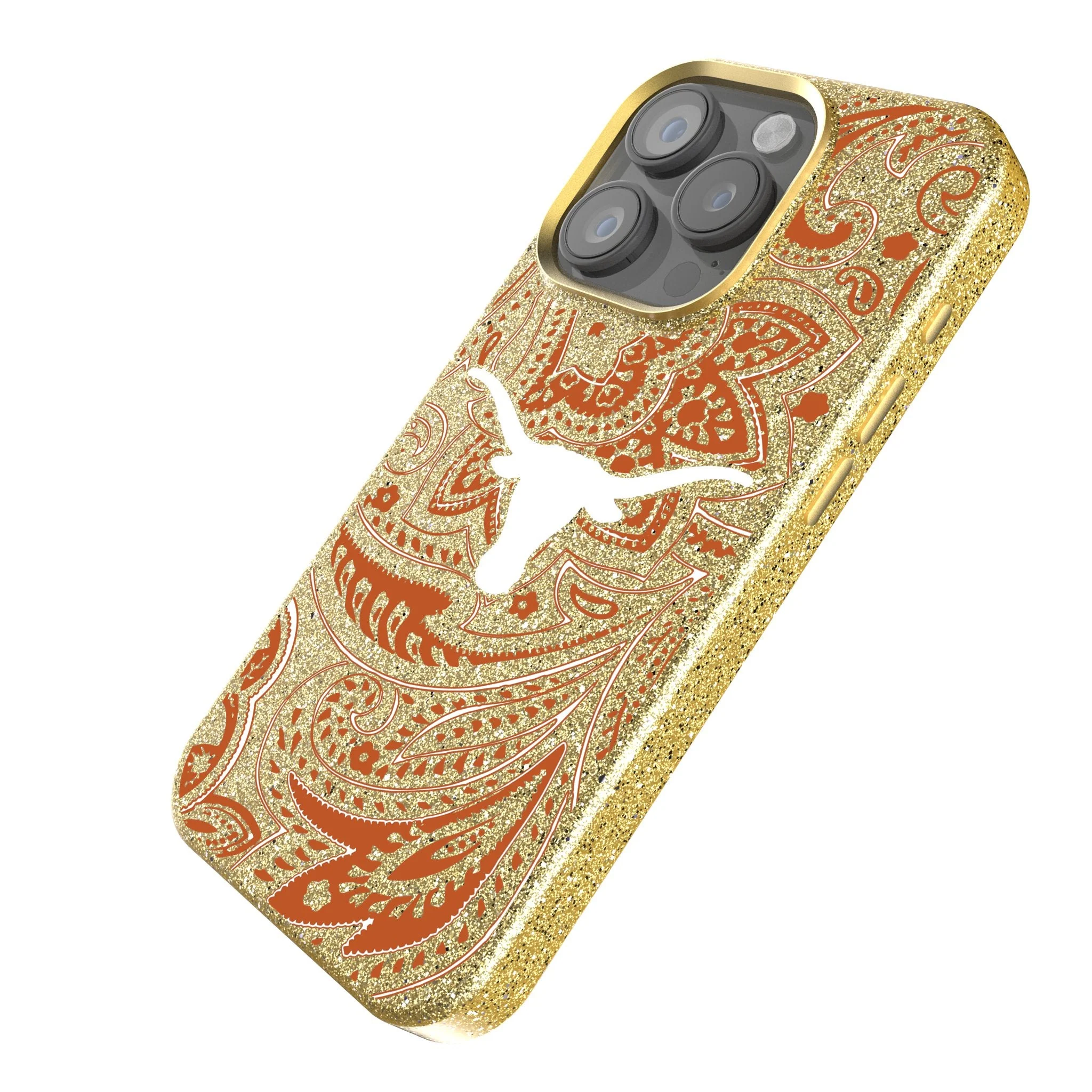 University of Texas Longhorns Paisley Bling Phone Case - Image 2