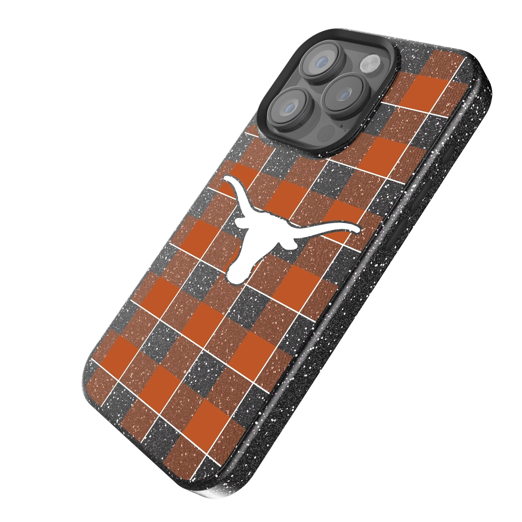University of Texas Longhorns Plaid Bling Phone Case - Image 2