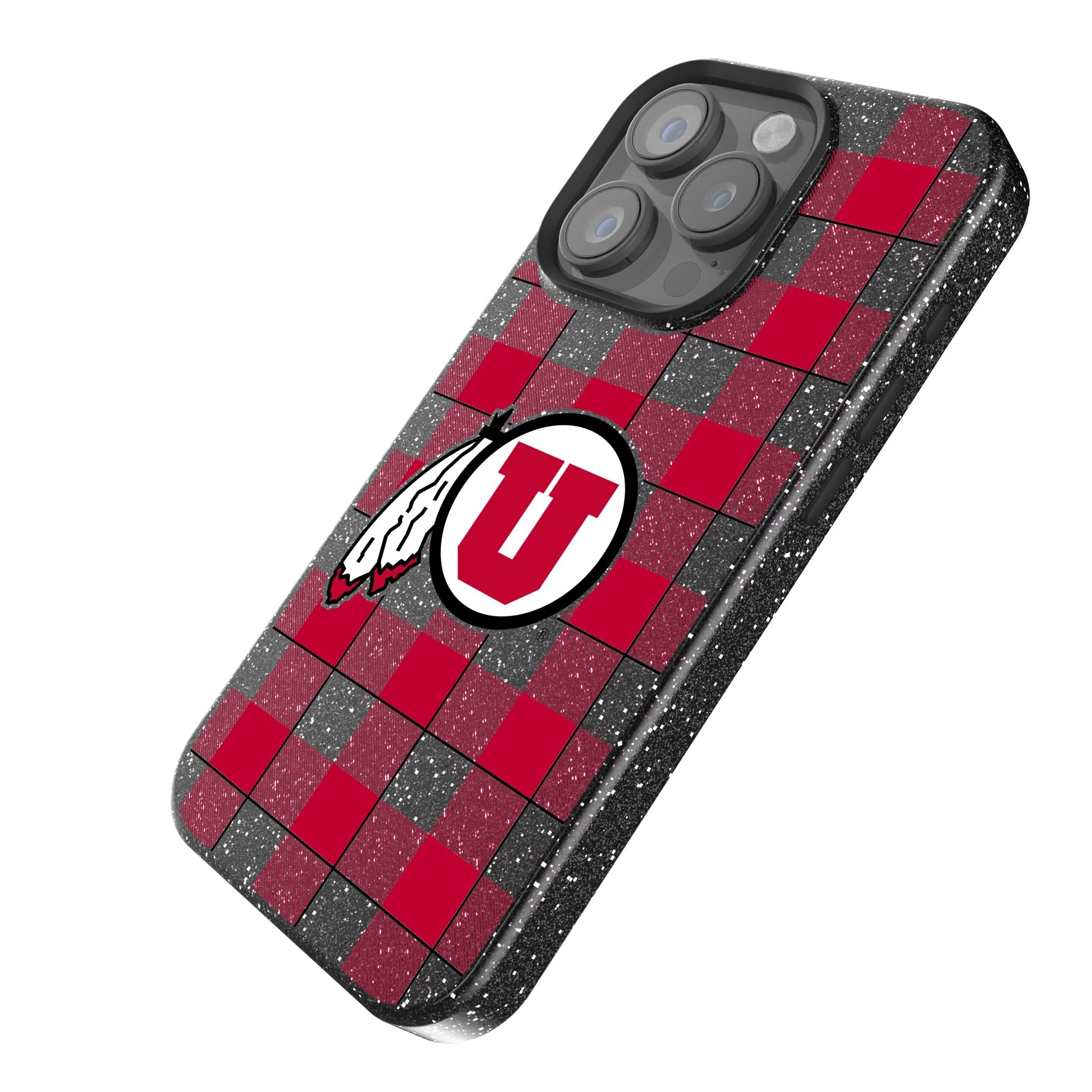 University of Utah Utes Plaid Bling Phone Case - Image 2