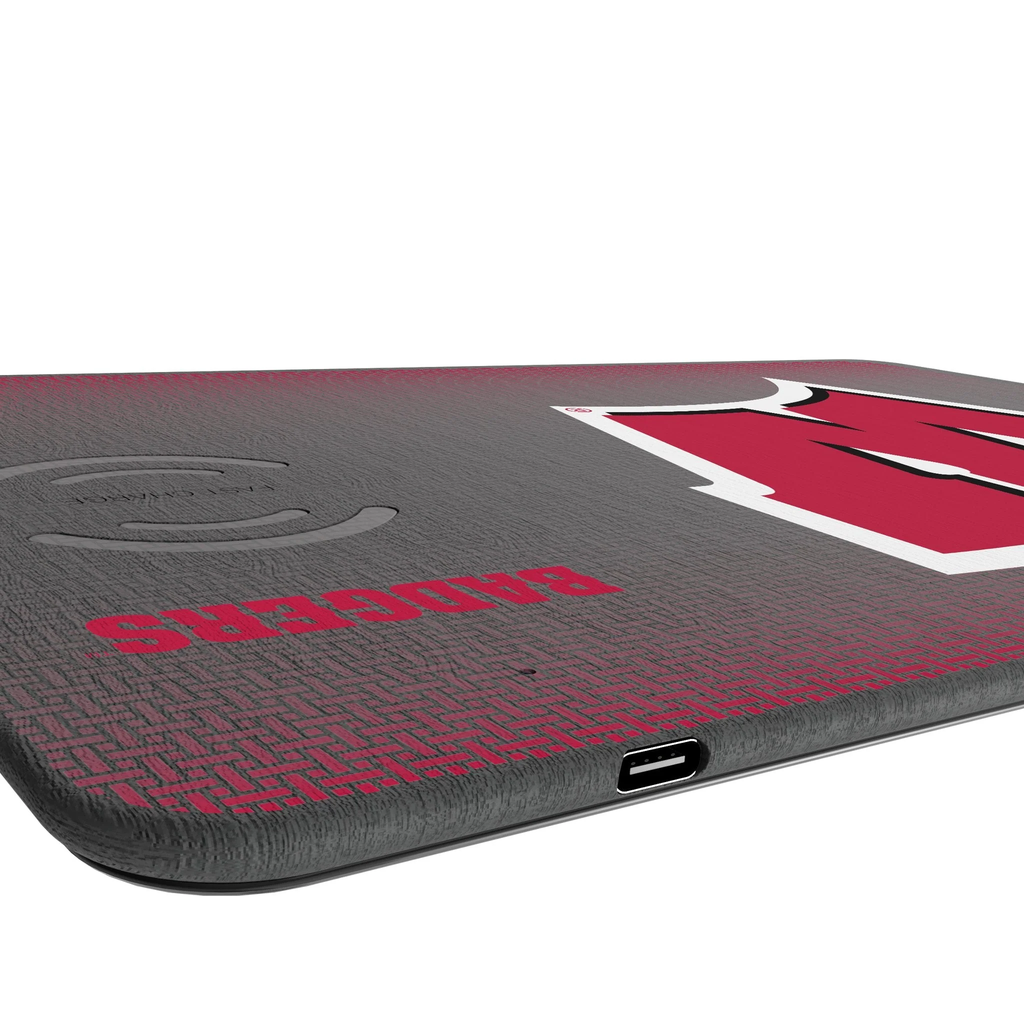 University of Wisconsin Badgers Linen 15-Watt Wireless Charger and Mouse Pad - Image 3