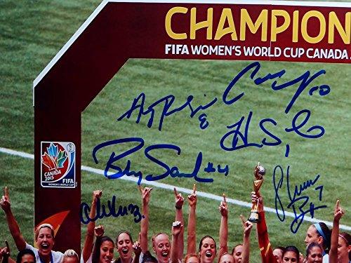 US Women's Soccer Team Autographed 16x20 World Cup Trophy Photo- JSA W Auth - Image 2