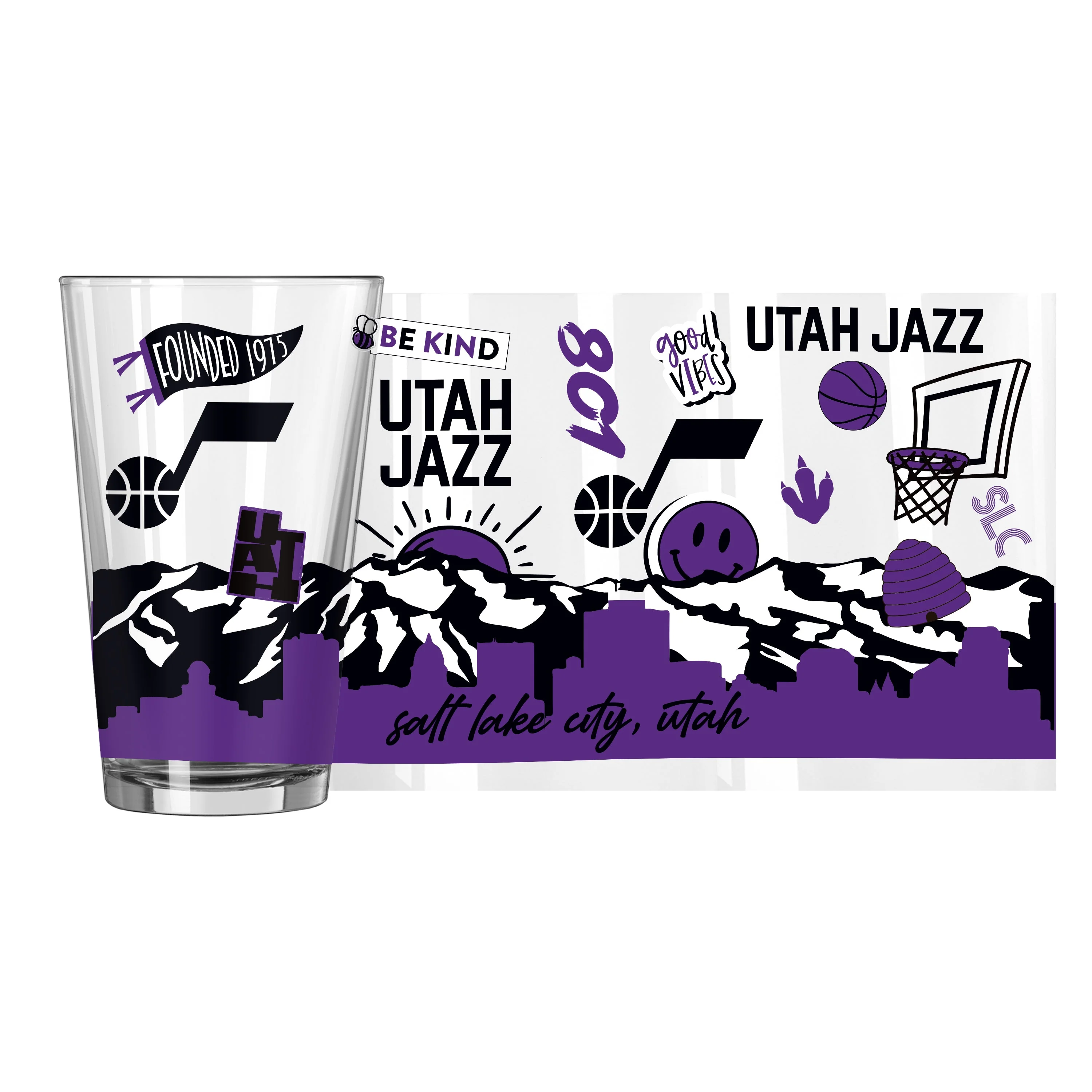 Utah Jazz 16oz Native Pint Glass - Image 2