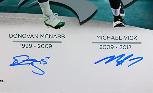 Vick/JAWORSKI/CUNNINGHAM/MCNABB Autographed 16x20-Beckett W Hologram Blue - Image 2