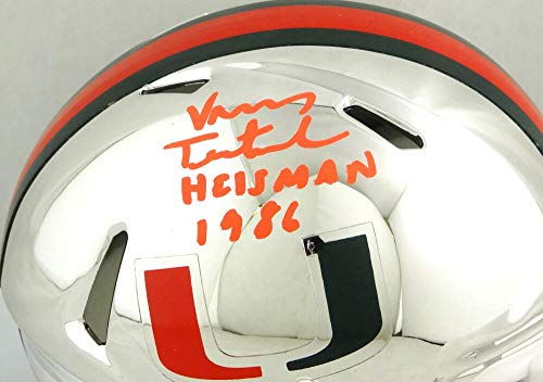 Vinny Testaverde Signed Hurricanes Chrome Speed Mini Helmet w/Insc- JSA W Auth - Image 3