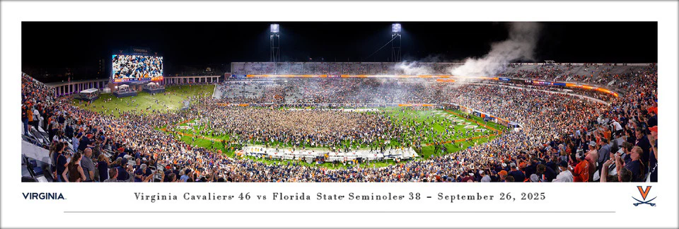 Virginia Cavaliers Field Storming Football Panoramic Picture - Scott Stadium Fan Cave Decor