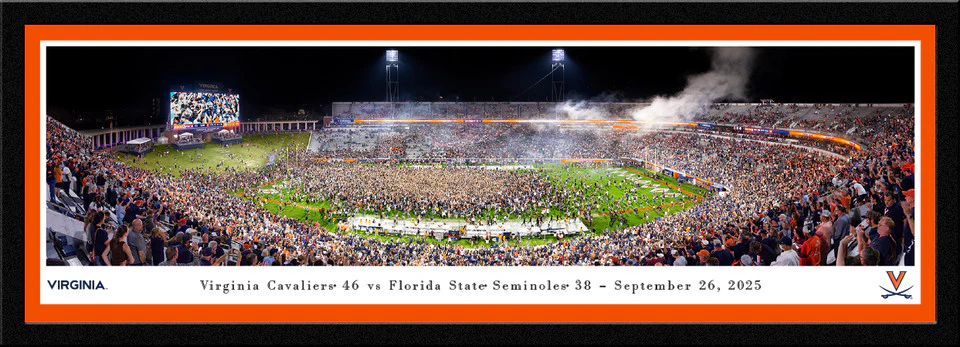 Virginia Cavaliers Field Storming Football Panoramic Picture - Scott Stadium Fan Cave Decor - Image 3
