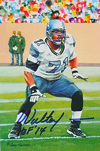 Walter Jones Signed Philadelphia Eagles Goal Line Art Card w/HOF- Beckett Blue