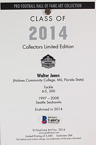 Walter Jones Signed Philadelphia Eagles Goal Line Art Card w/HOF- Beckett Blue - Image 2
