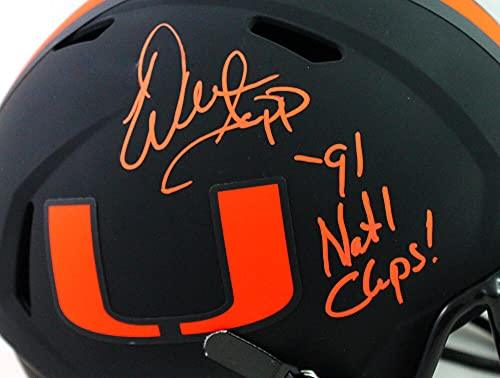 Warren Sapp Signed Miami Hurricanes Eclipse Speed FS Helmet w 91-BeckettWOrange - Image 5