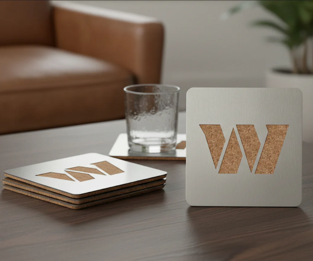Washington Commanders Boaster Set of 4 Stainless Steel Cork Backed Coasters