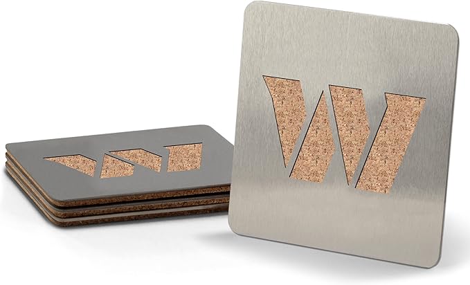 Washington Commanders Boaster Set of 4 Stainless Steel Cork Backed Coasters - Image 2