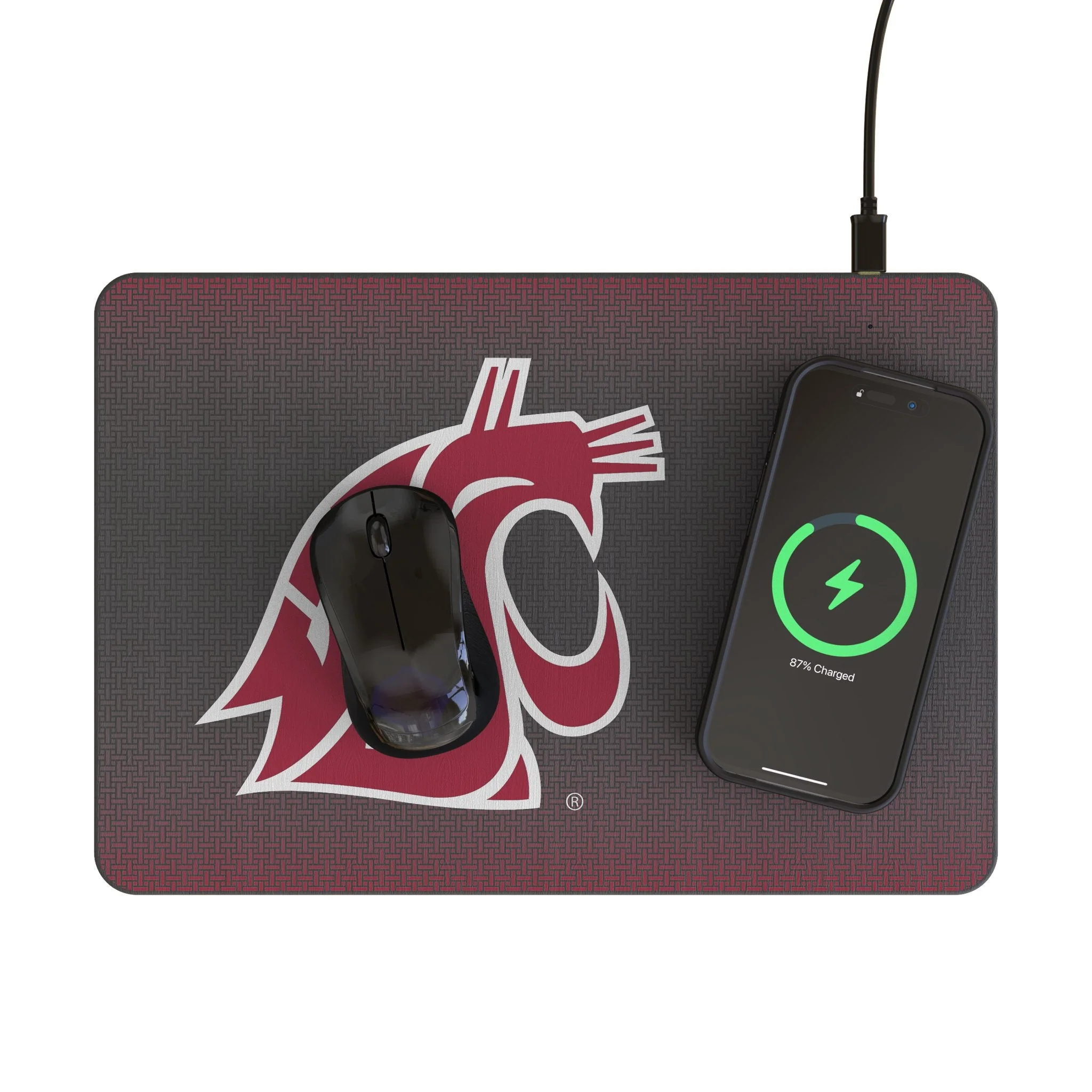 Washington State University Cougars Linen 15-Watt Wireless Charger and Mouse Pad - Image 2