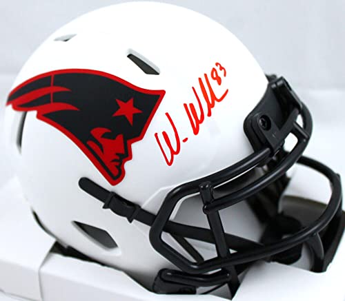 Wes Welker Autographed NE Patriots Lunar Speed Mini Helmet-Beckett W Hologram Red
