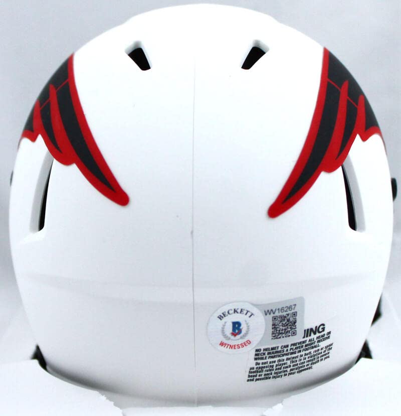 Wes Welker Autographed NE Patriots Lunar Speed Mini Helmet-Beckett W Hologram Red - Image 4