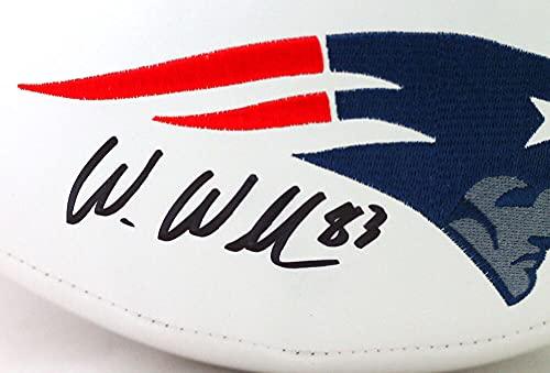Wes Welker Autographed NE Patriots Wilson Logo Football- Beckett W Black - Image 3