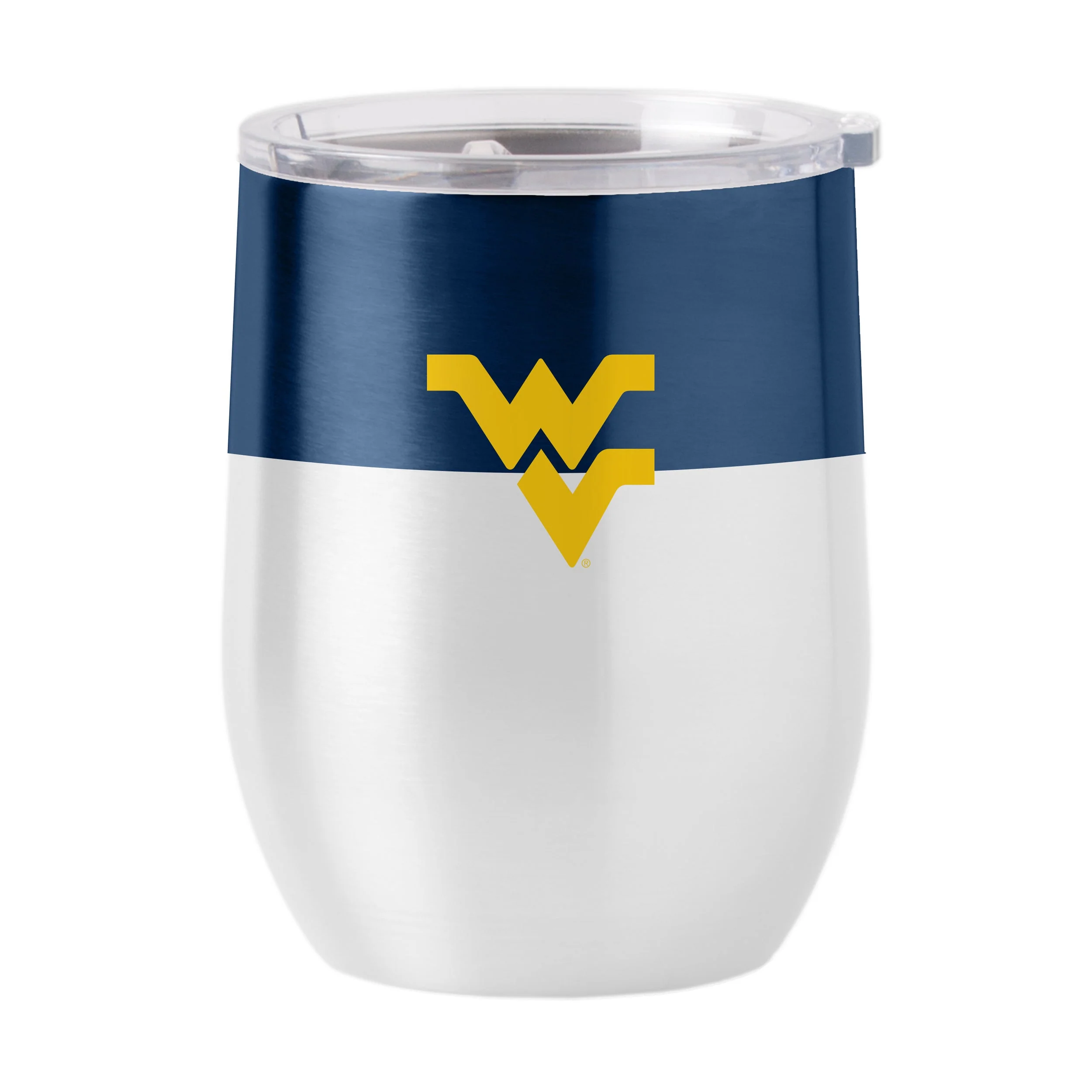 West Virginia Color Block 16 oz Stainless Curved Beverage