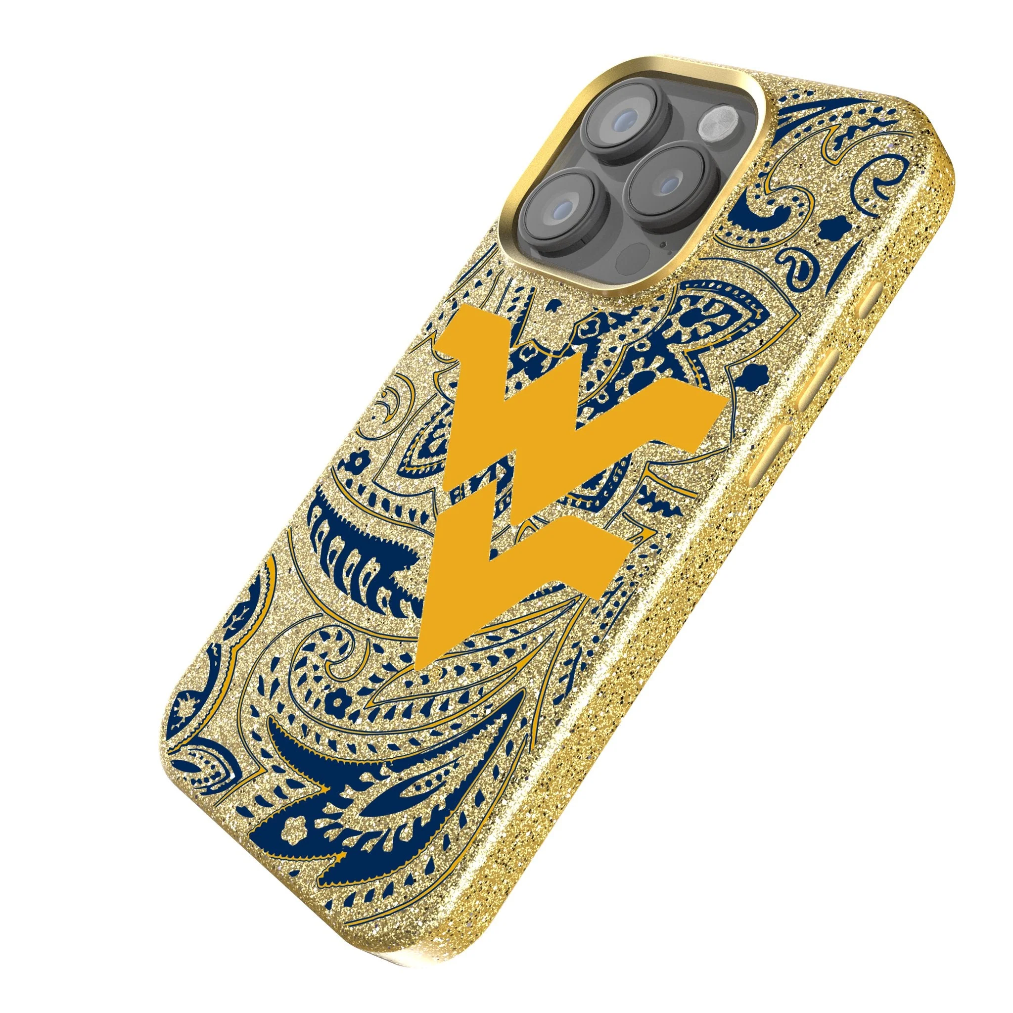 West Virginia University Mountaineers Paisley Bling Phone Case - Image 2