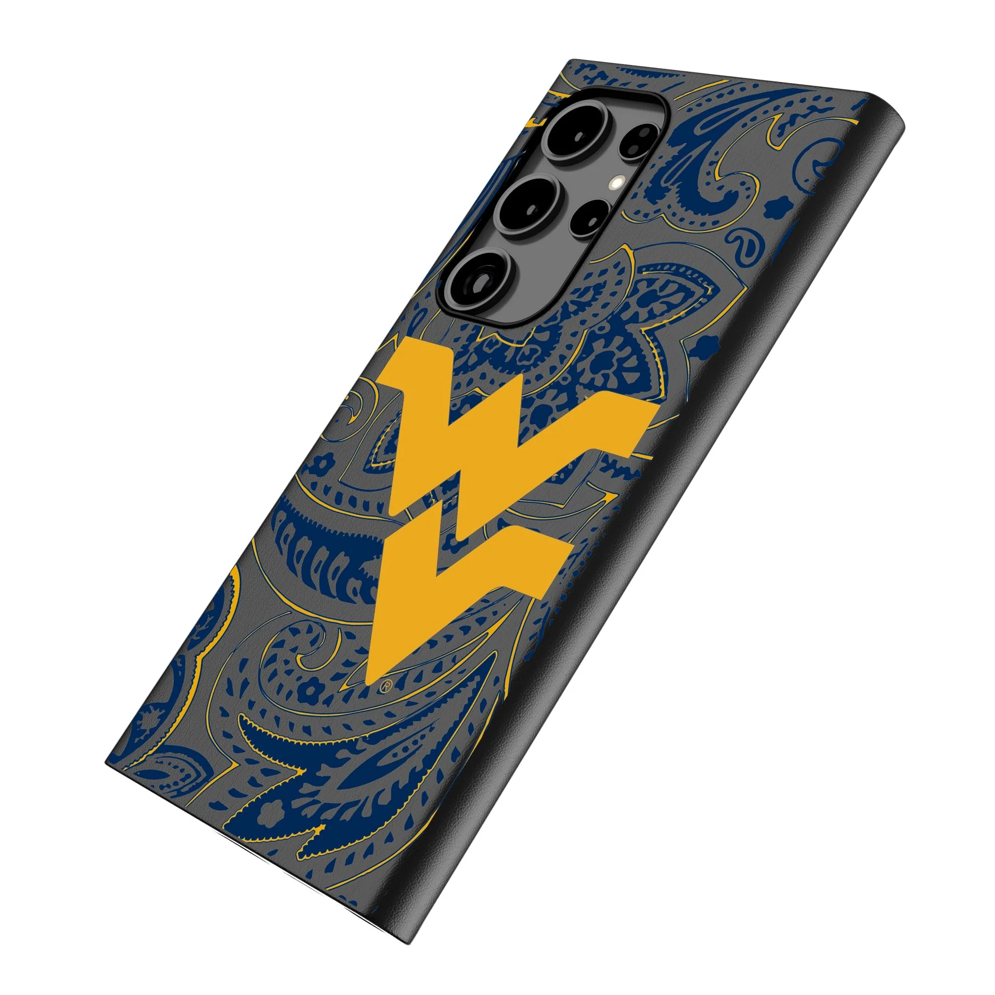 West Virginia University Mountaineers Paisley MagSafe Compatible Phone Case for Samsung Galaxy - Image 2