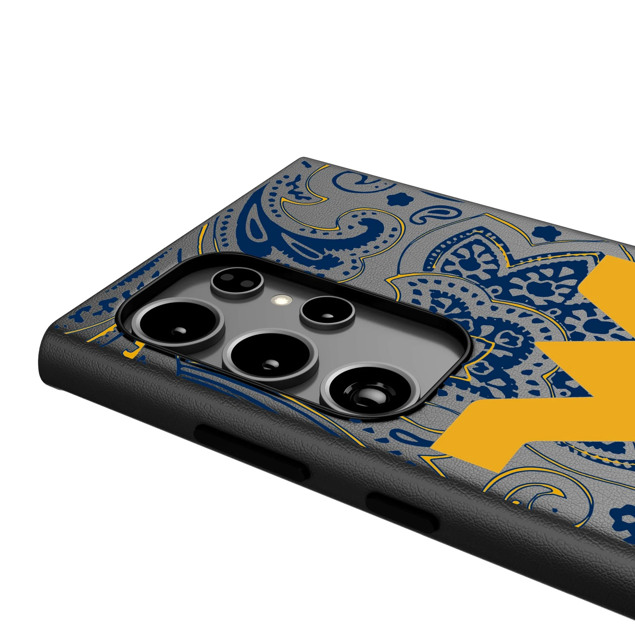 West Virginia University Mountaineers Paisley MagSafe Compatible Phone Case for Samsung Galaxy - Image 4