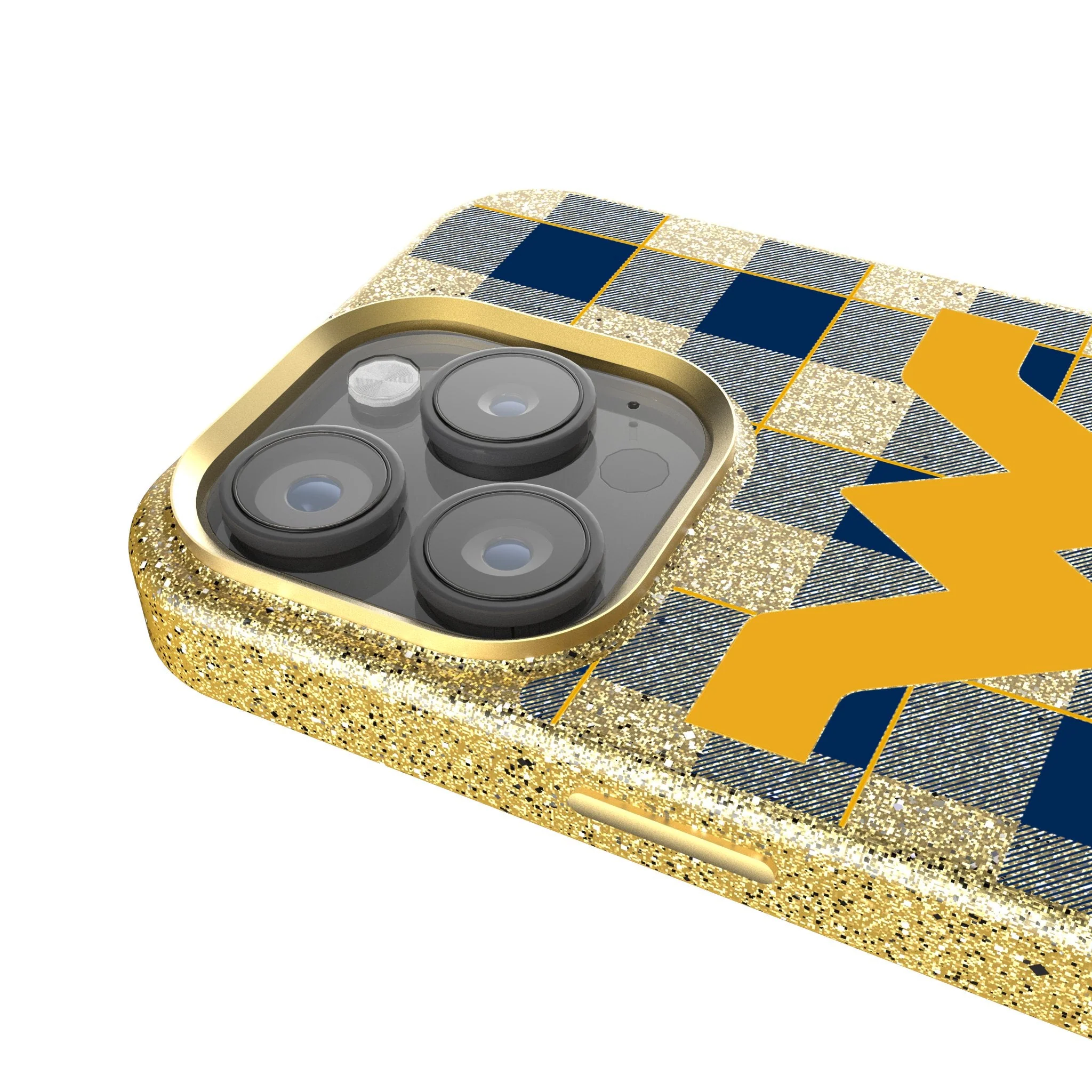 West Virginia University Mountaineers Plaid Bling Phone Case - Image 4