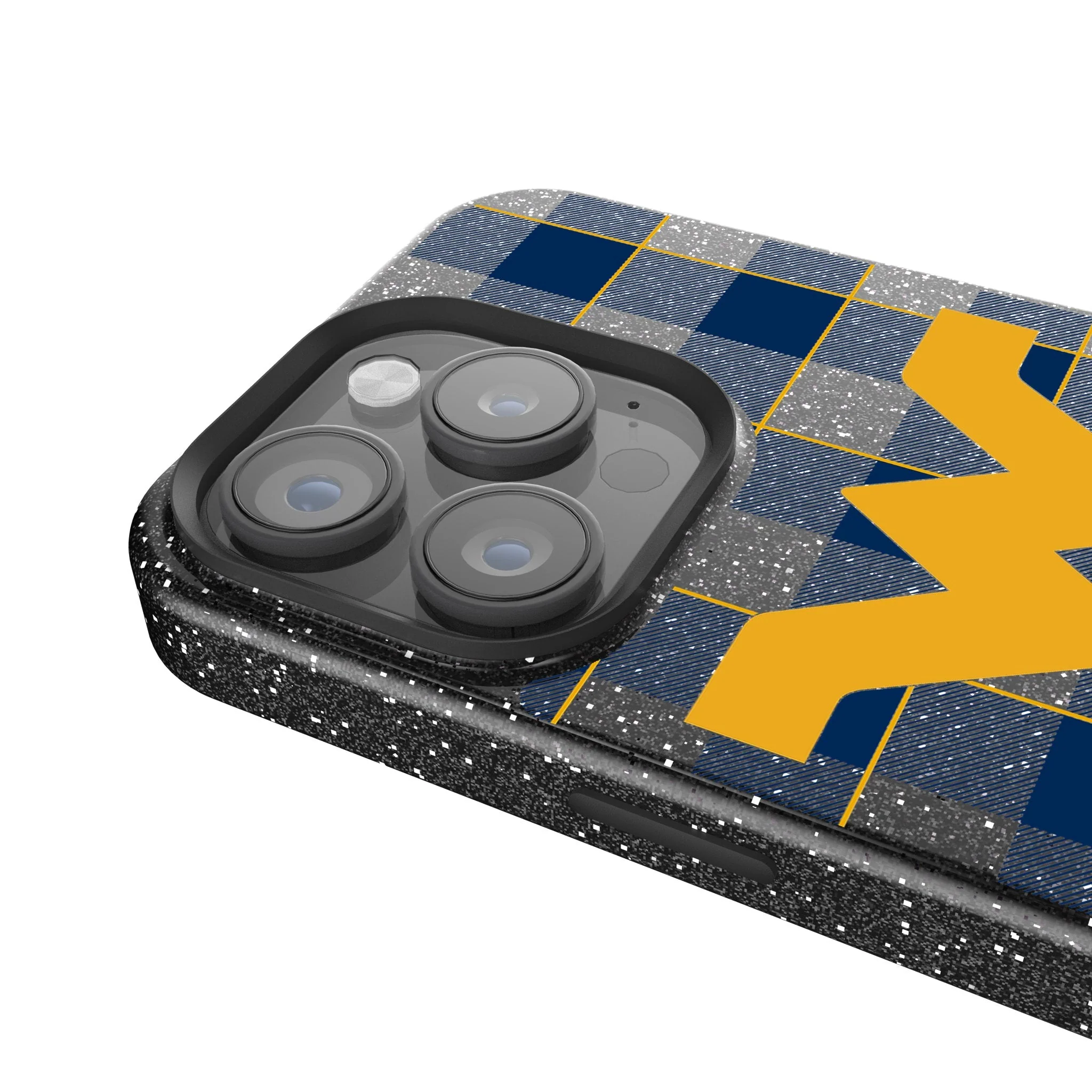 West Virginia University Mountaineers Plaid Bling Phone Case - Image 4